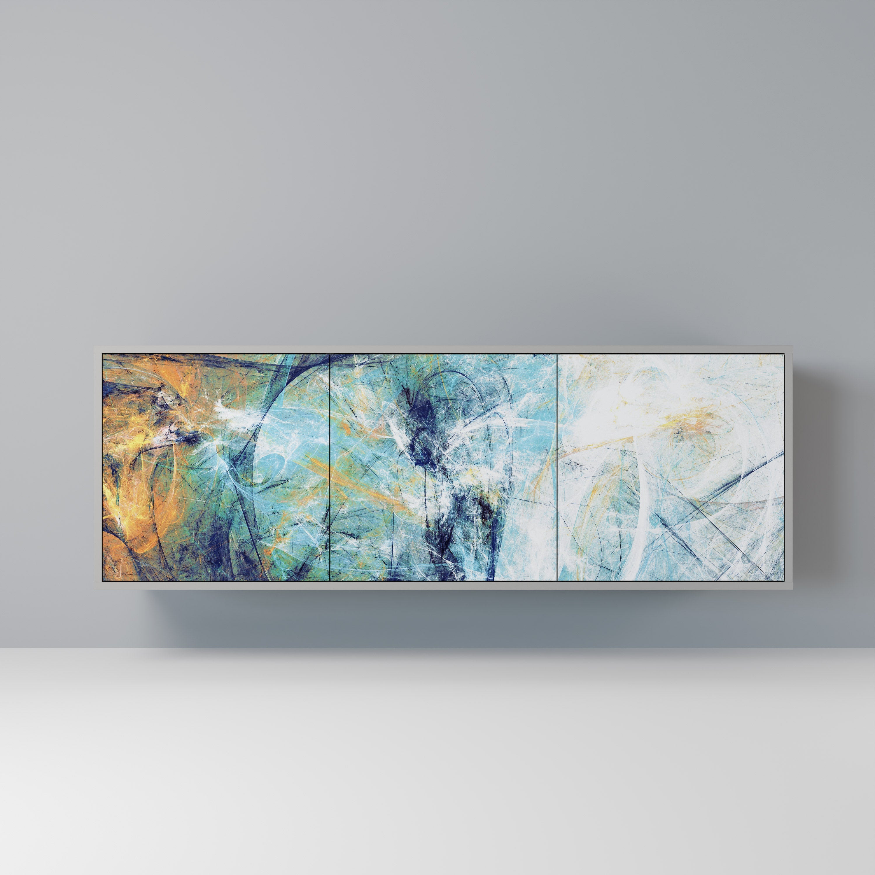 ABSTRACT THOUGHTS 3-Door Sideboard in Grey Finish