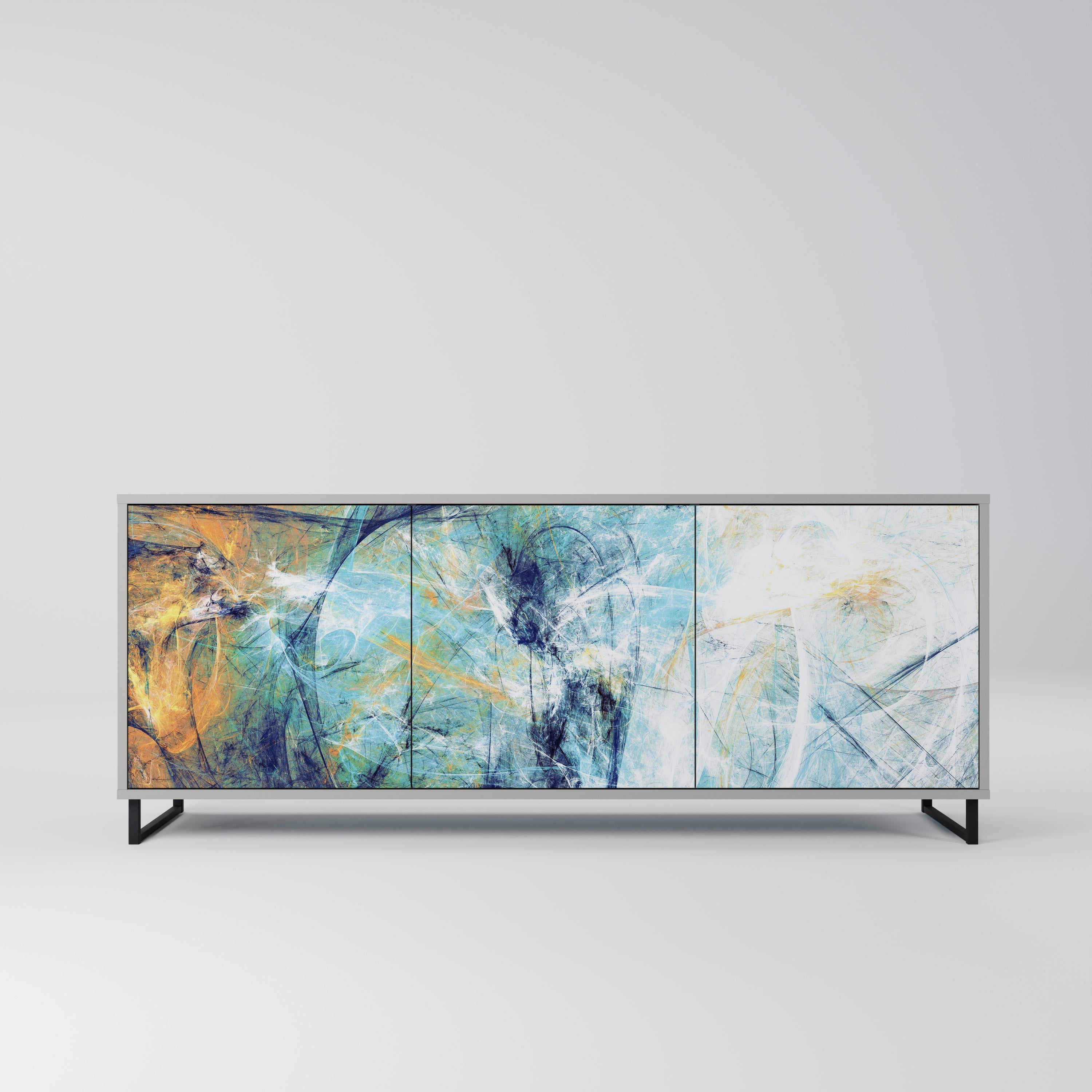 ABSTRACT THOUGHTS 3-Door Sideboard in Grey Finish