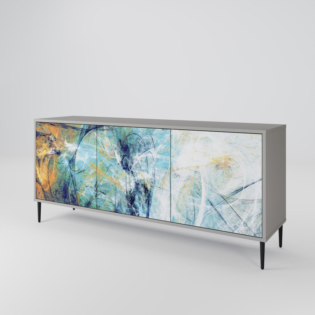 ABSTRACT THOUGHTS 3-Door Sideboard in Grey Finish