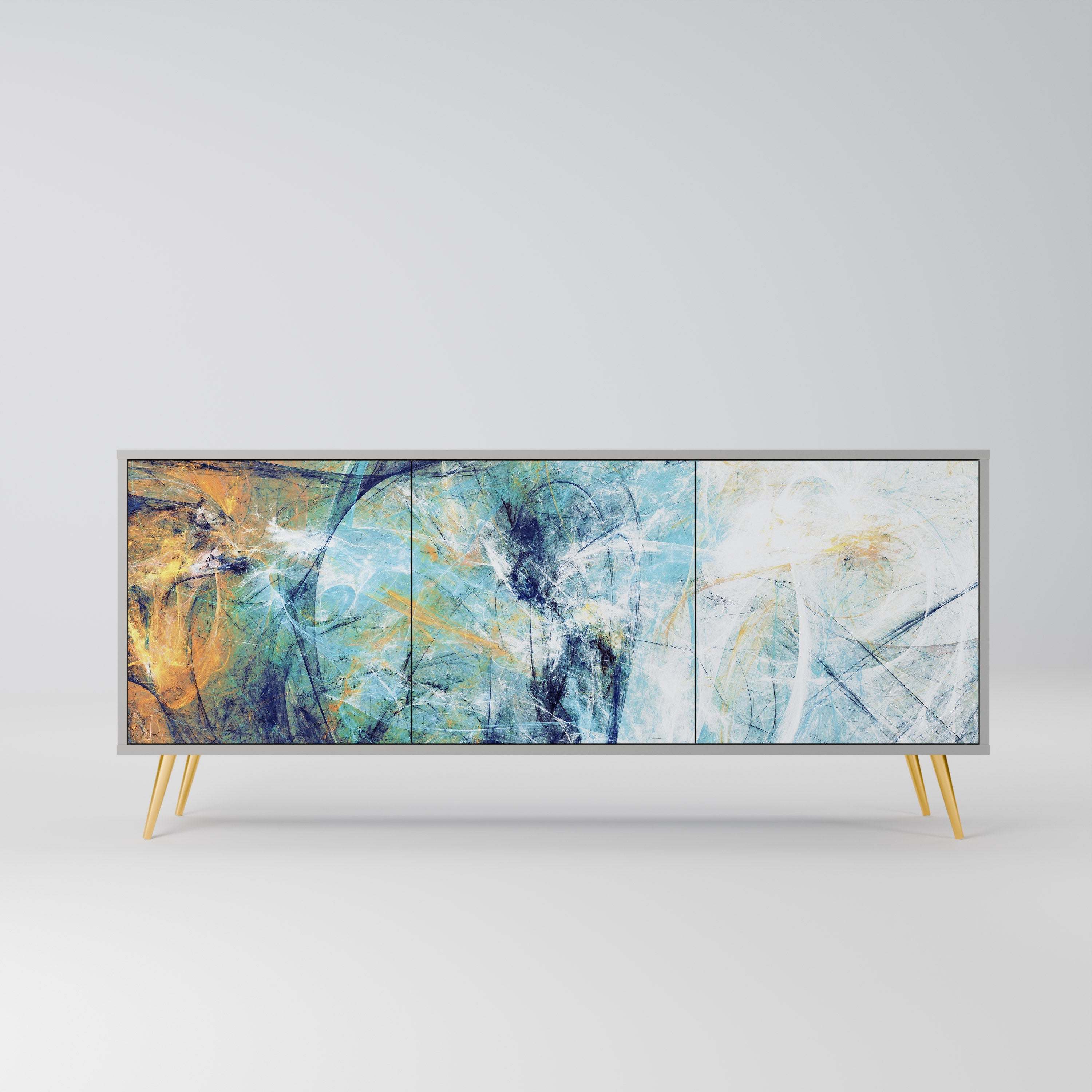 ABSTRACT THOUGHTS 3-Door Sideboard in Grey Finish