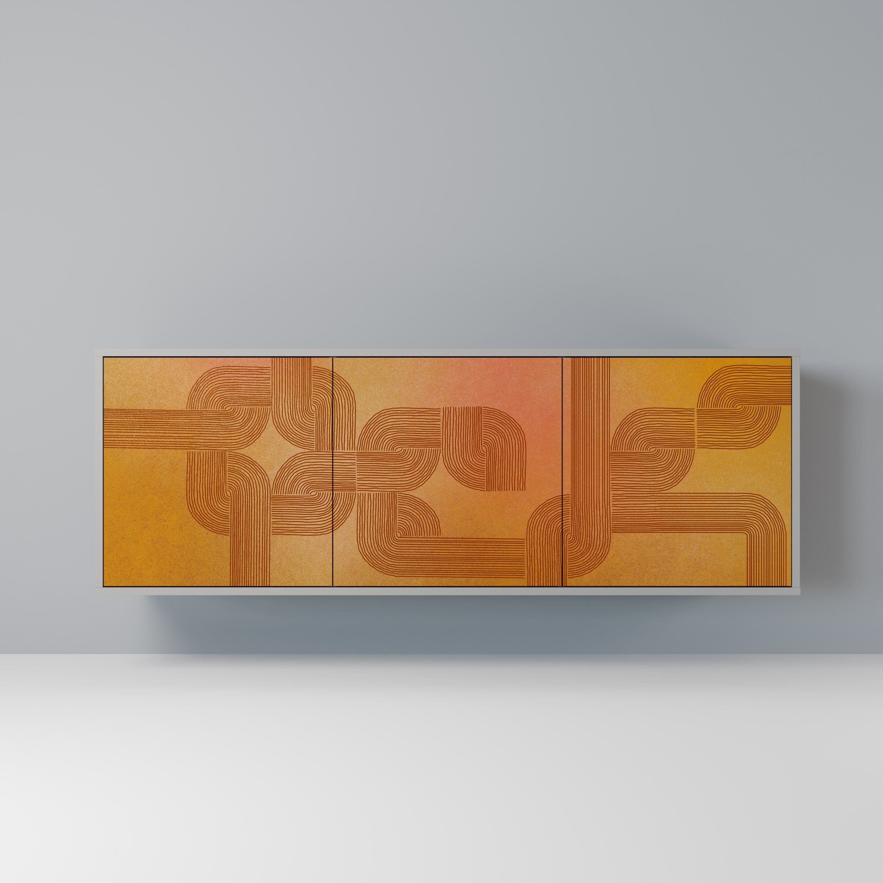 STRENGTHENING RELATION 3-Door Sideboard in Grey Finish