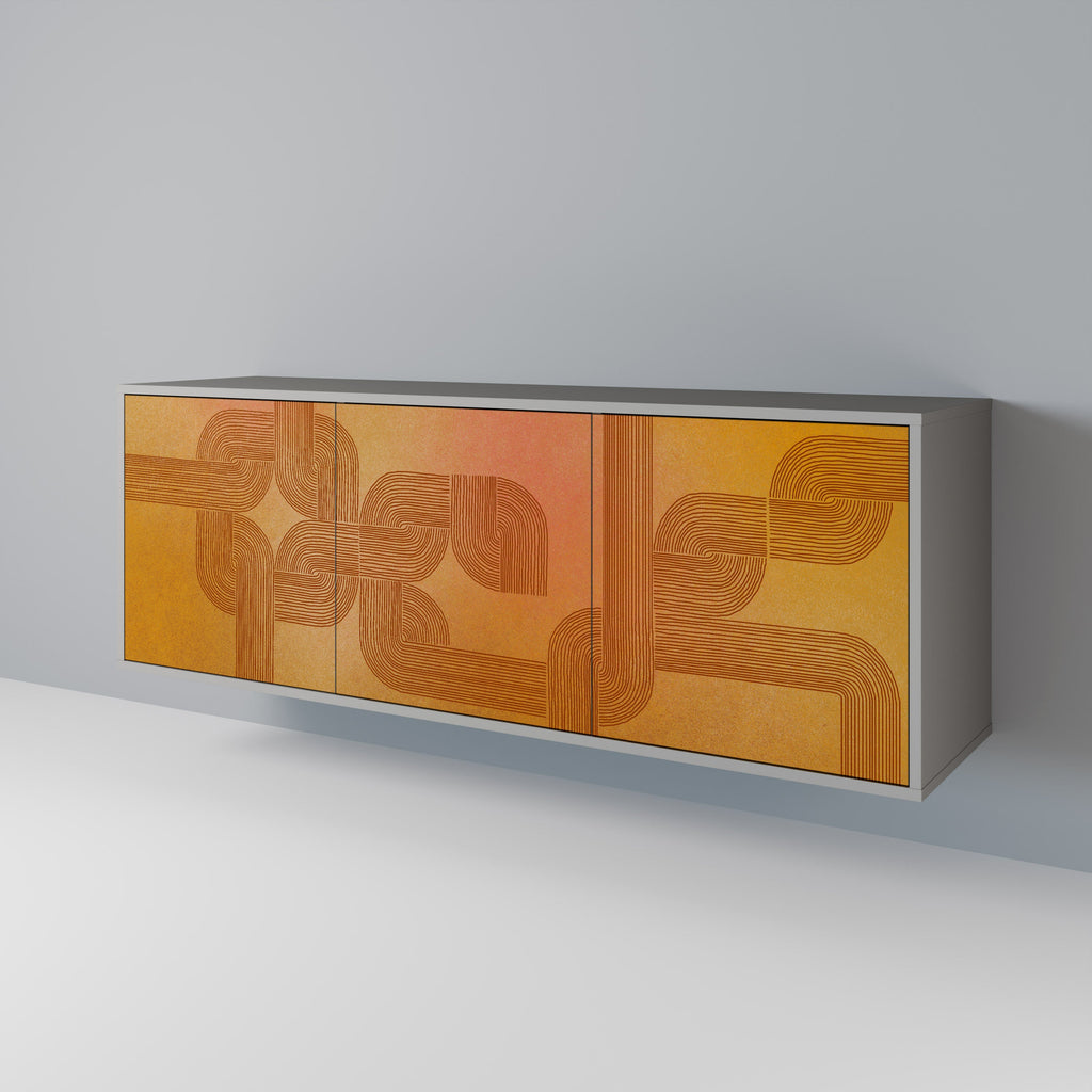 STRENGTHENING RELATION 3-Door Sideboard in Grey Finish