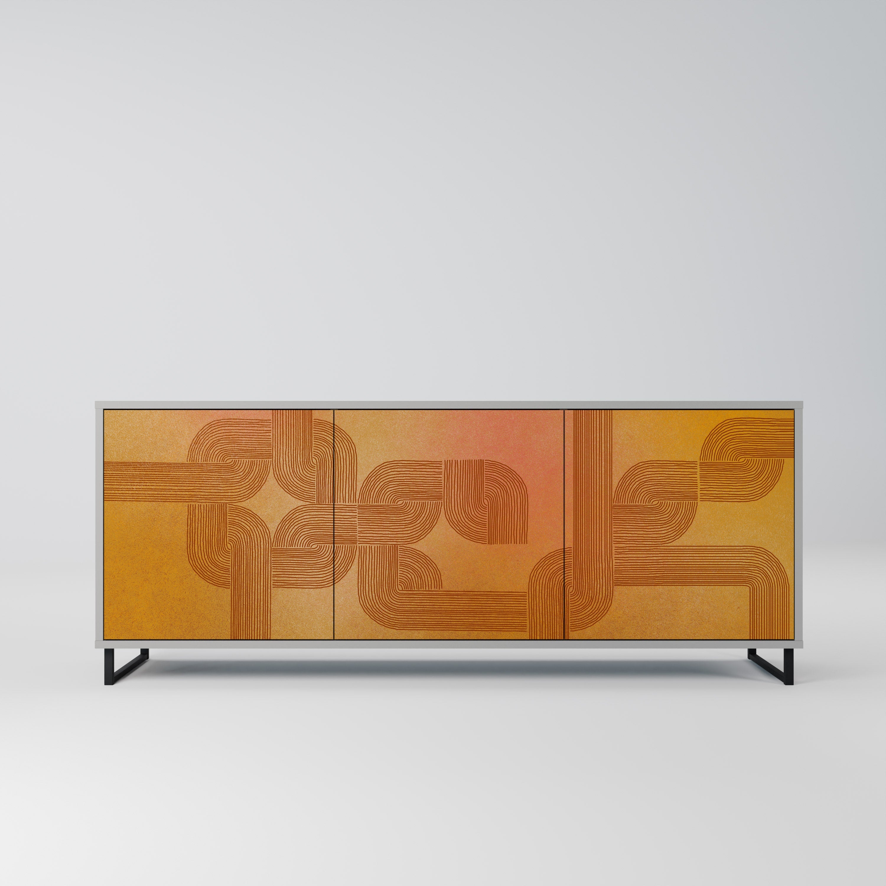 STRENGTHENING RELATION 3-Door Sideboard in Grey Finish