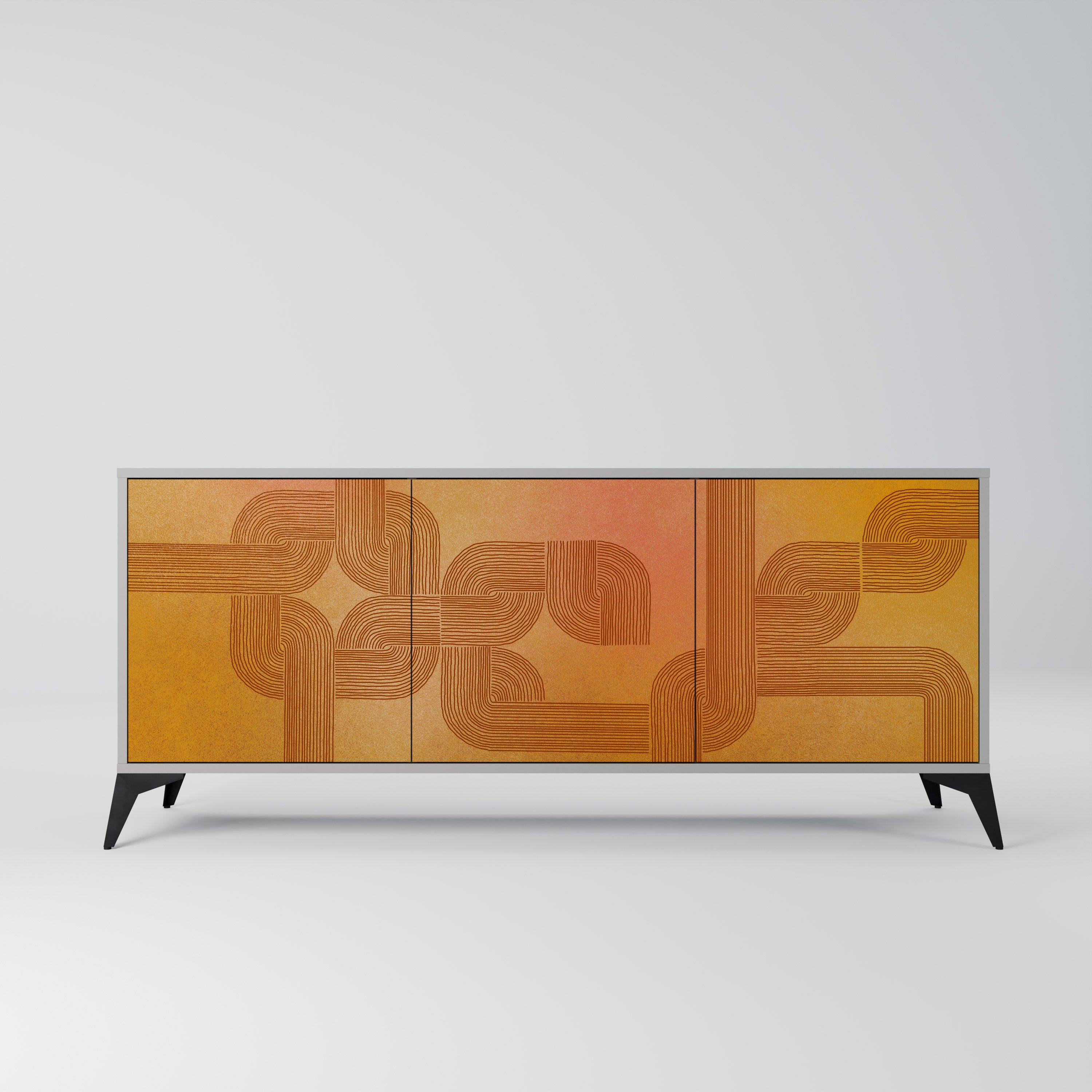 STRENGTHENING RELATION 3-Door Sideboard in Grey Finish