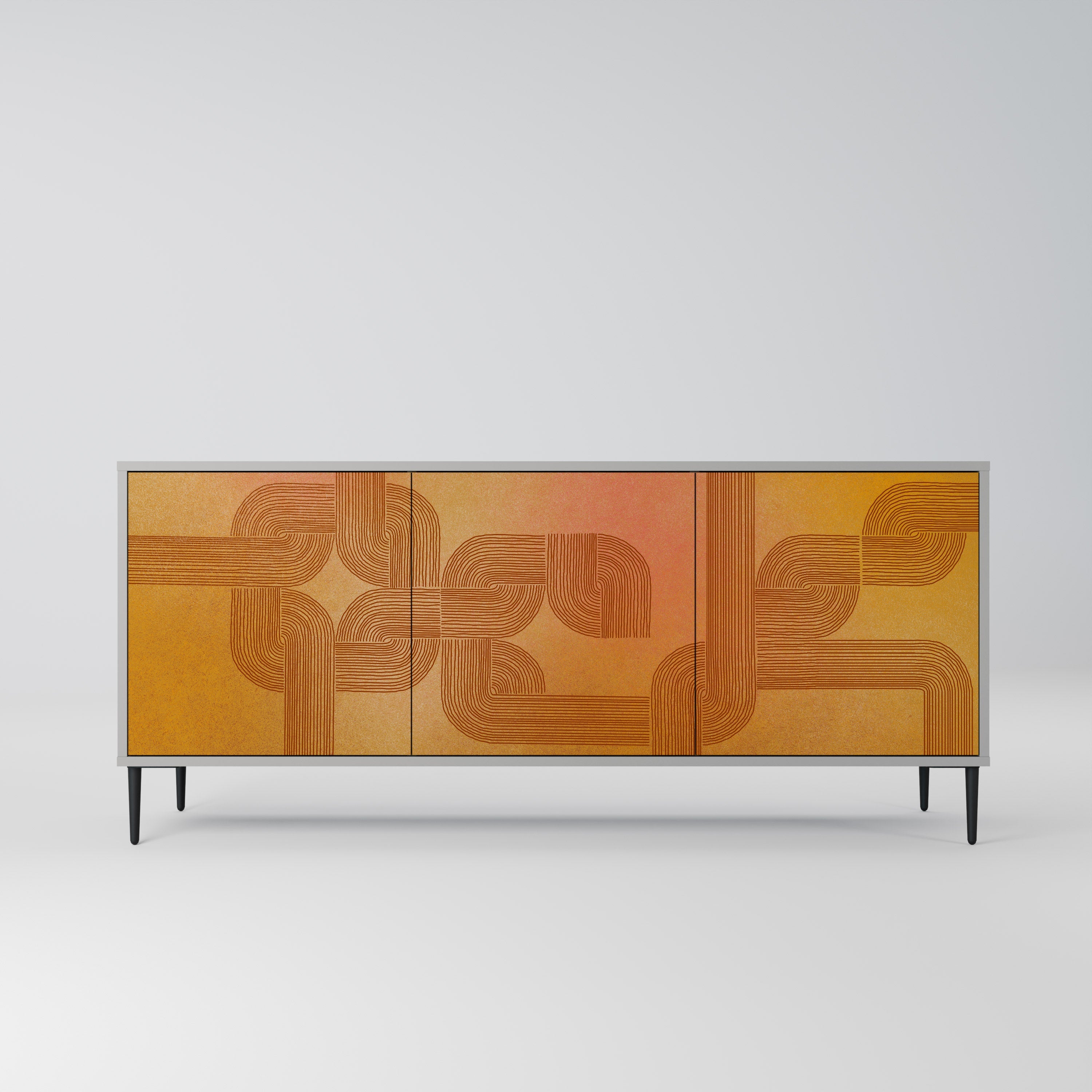 STRENGTHENING RELATION 3-Door Sideboard in Grey Finish