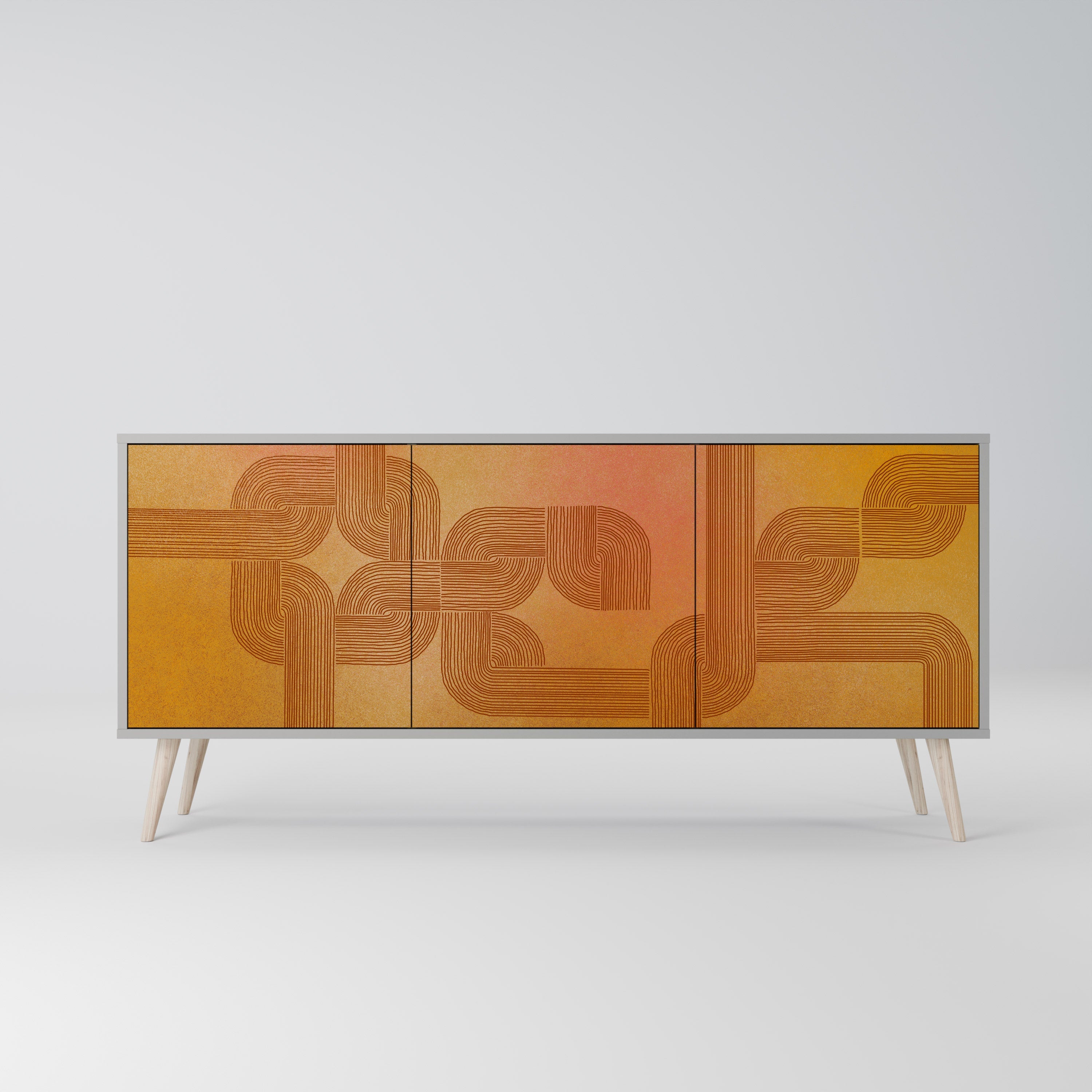 STRENGTHENING RELATION 3-Door Sideboard in Grey Finish