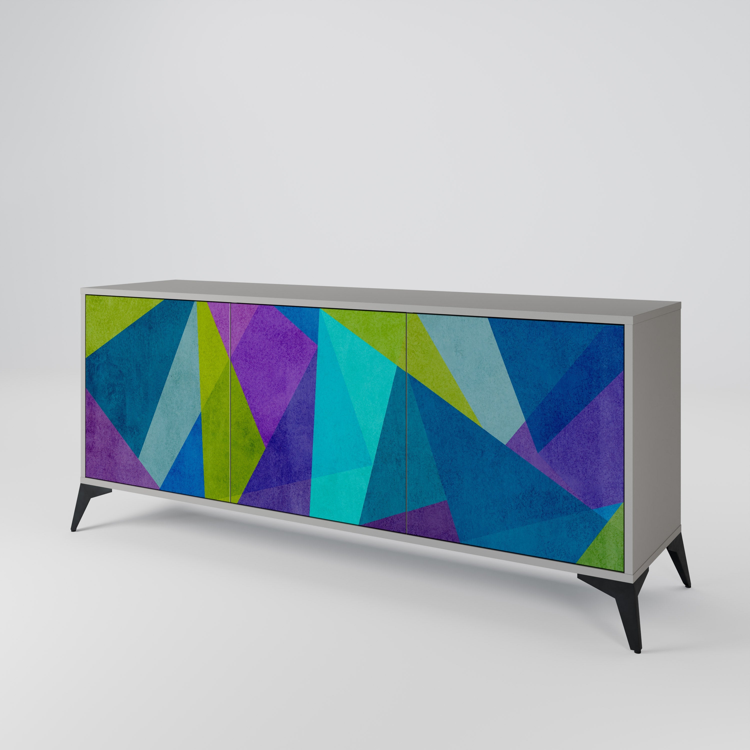 COLD SHOWCASE 3-Door Sideboard in Grey Finish