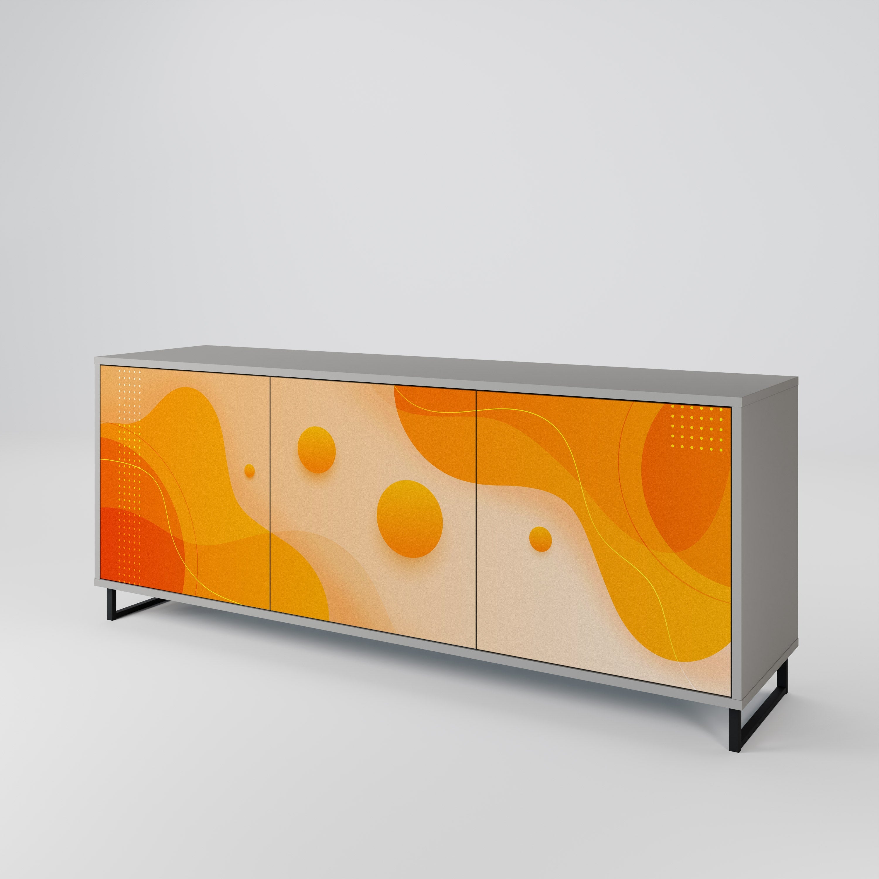 ORANGE ARRANGEMENT 3-Door Sideboard in Grey Finish