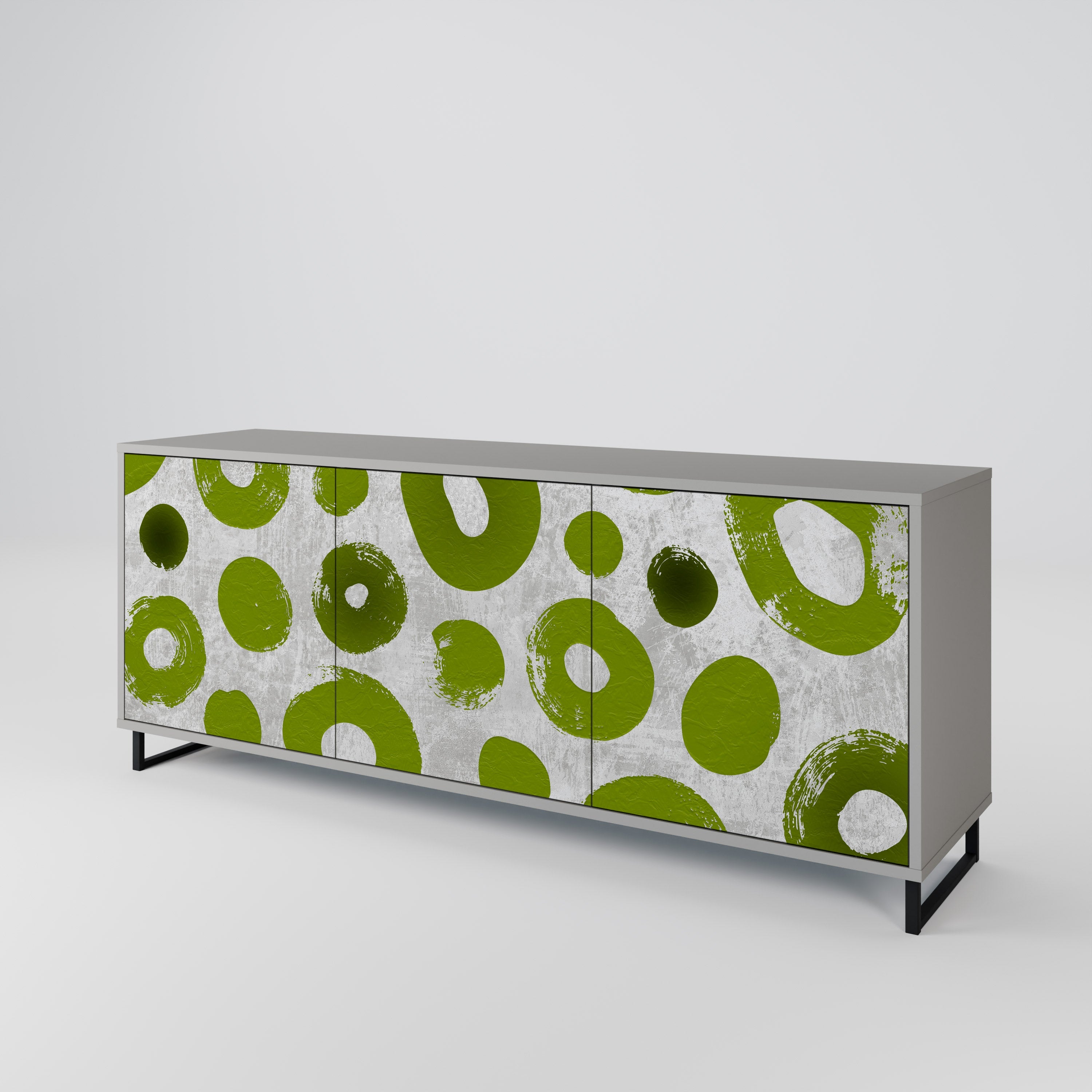 GREEN RHAPSODY 3-Door Sideboard in Grey Finish