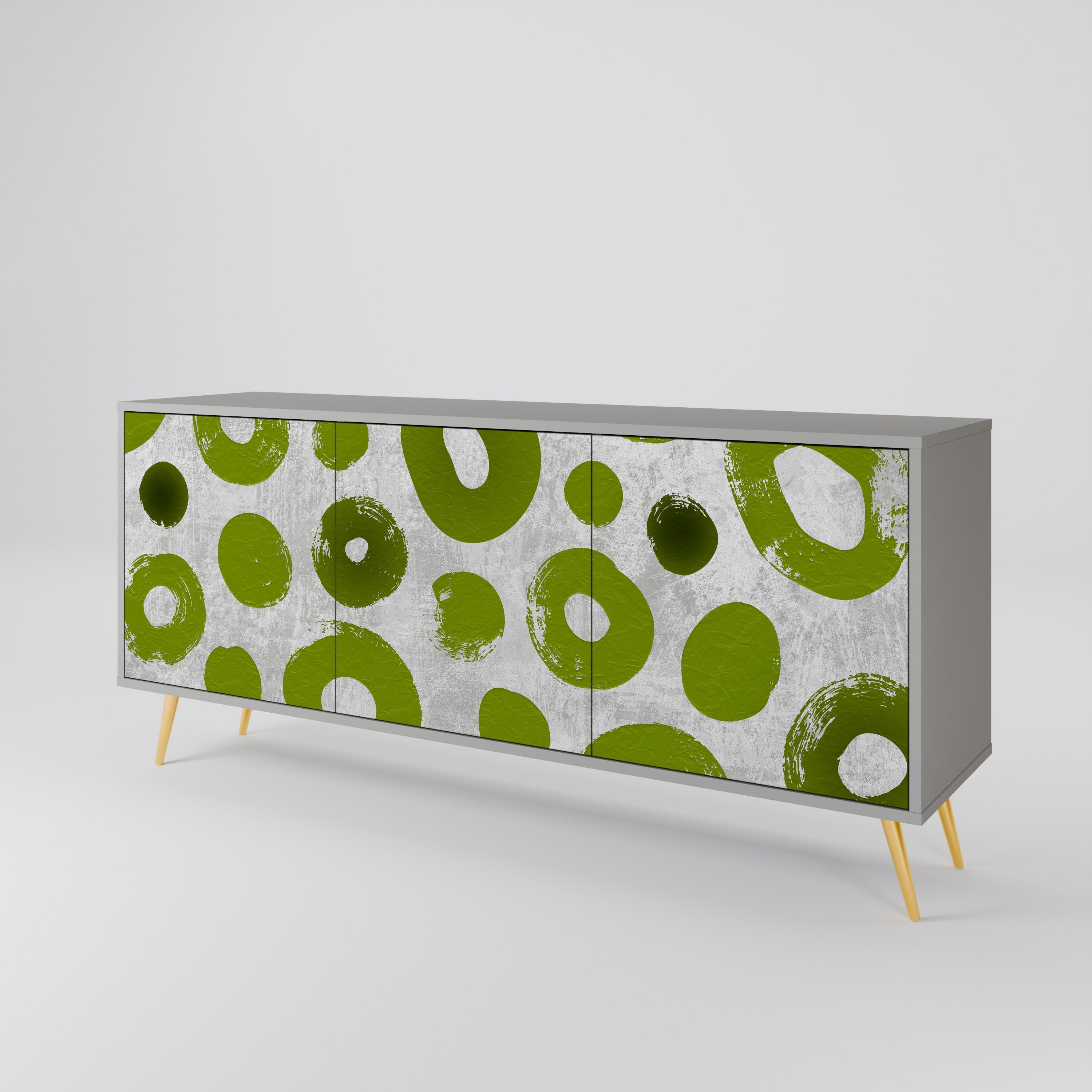 GREEN RHAPSODY 3-Door Sideboard in Grey Finish