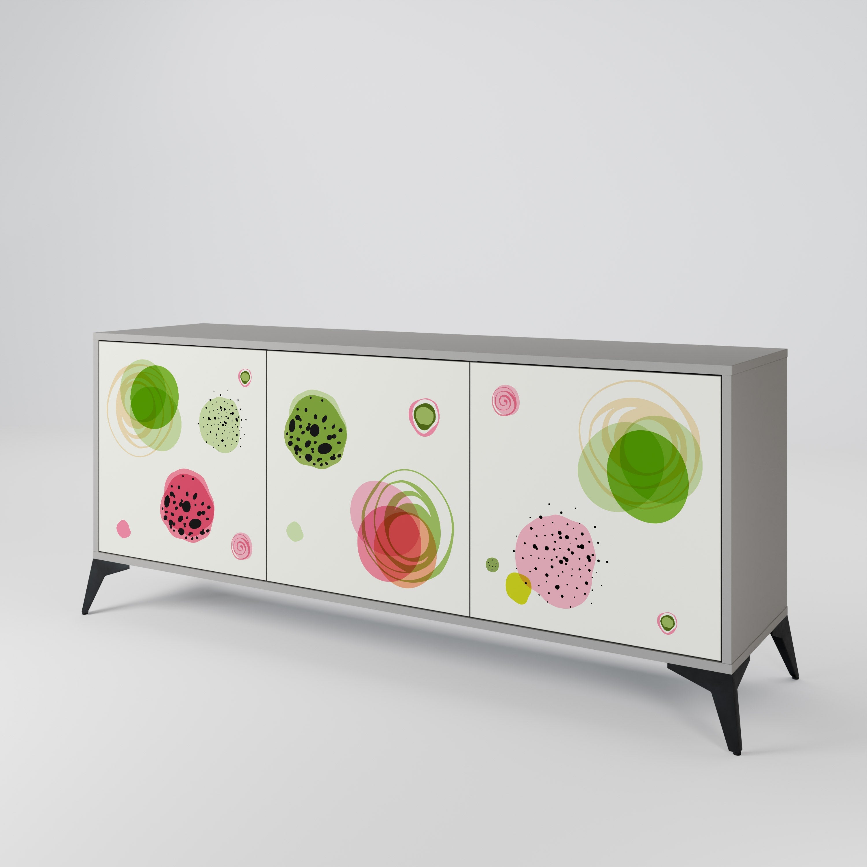 COLORFUL COSMOS 3-Door Sideboard in Grey Finish