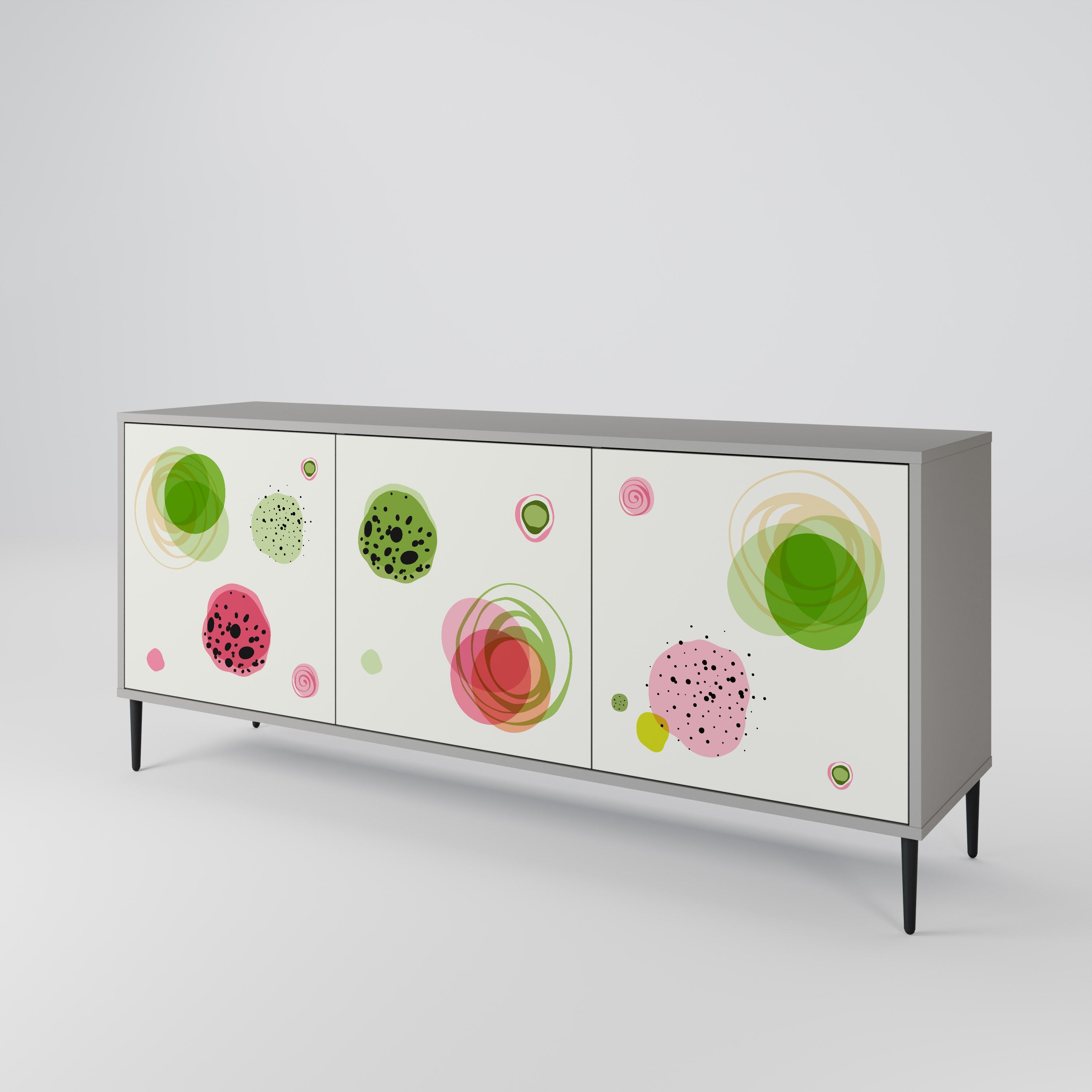 COLORFUL COSMOS 3-Door Sideboard in Grey Finish