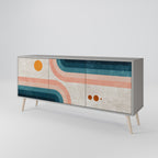 TWO HALVES 3-Door Sideboard in Grey Finish