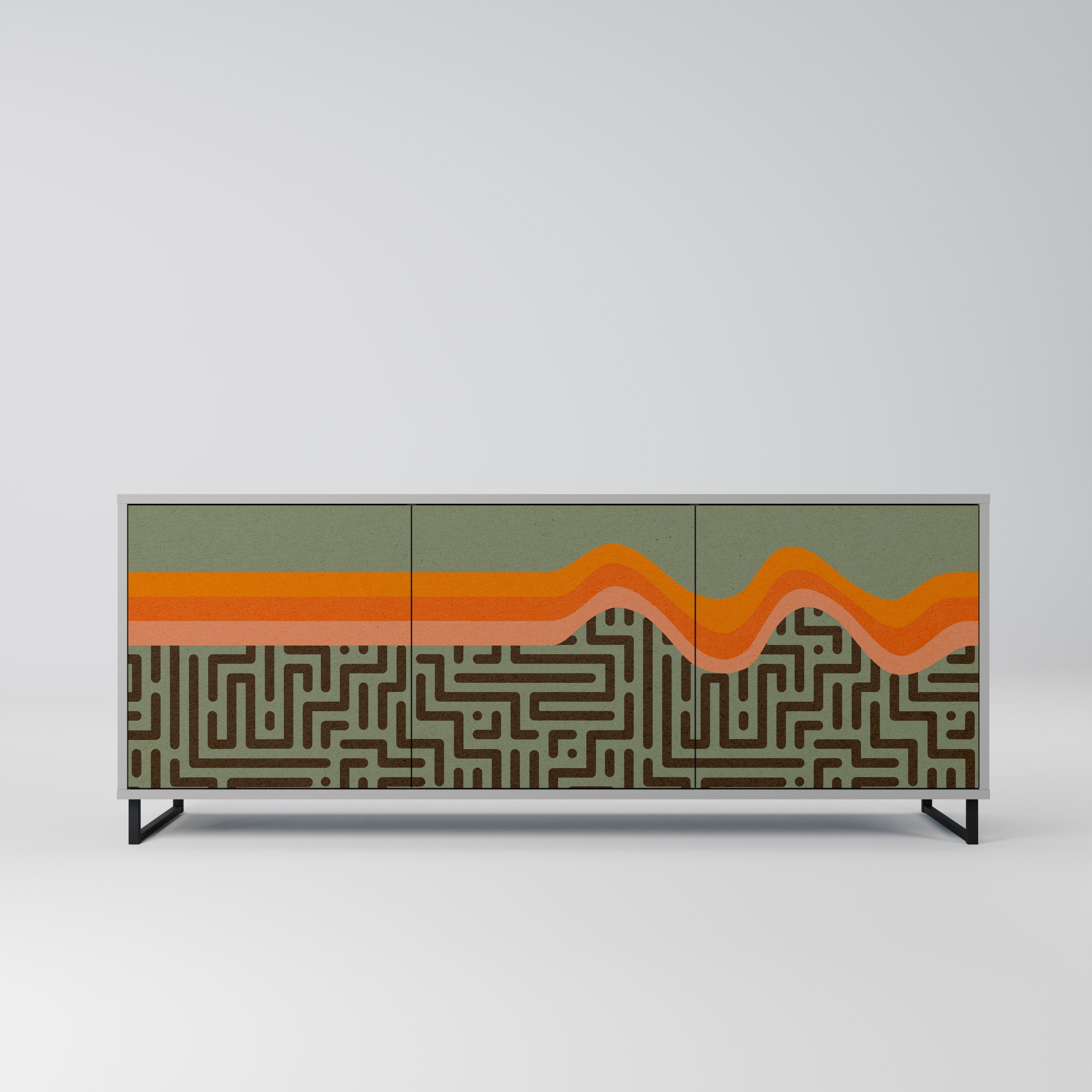 SIMPLE SOLUTIONS 3-Door Sideboard in Grey Finish