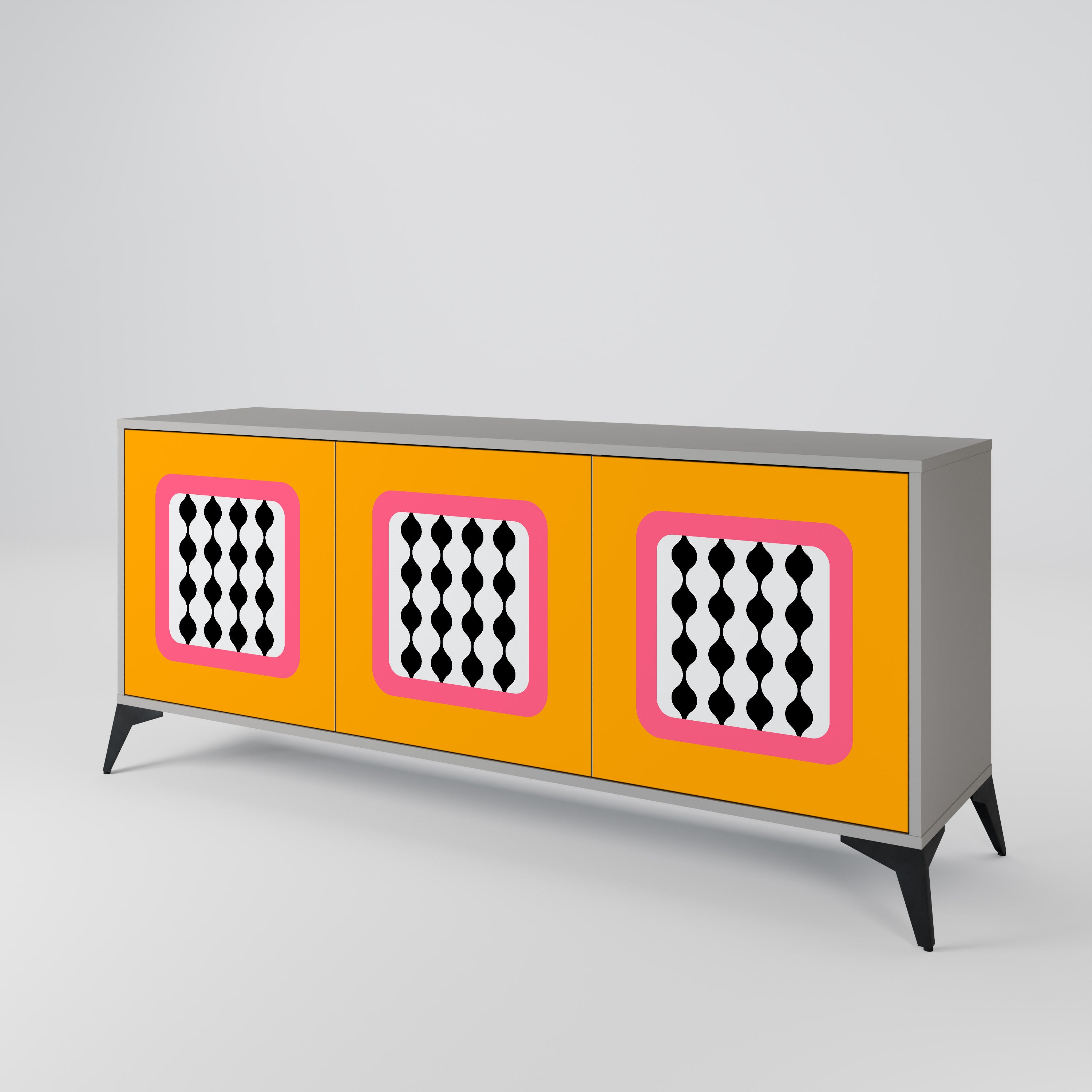 TEARS IN HEAVEN 3-Door Sideboard in Grey Finish