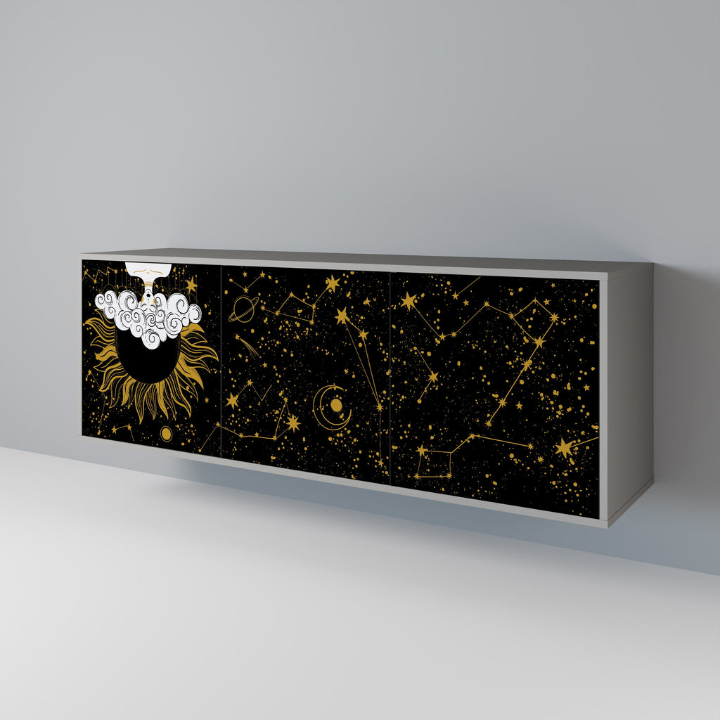 STELLAR CONSTELLATIONS 3-Door Sideboard in Grey Finish