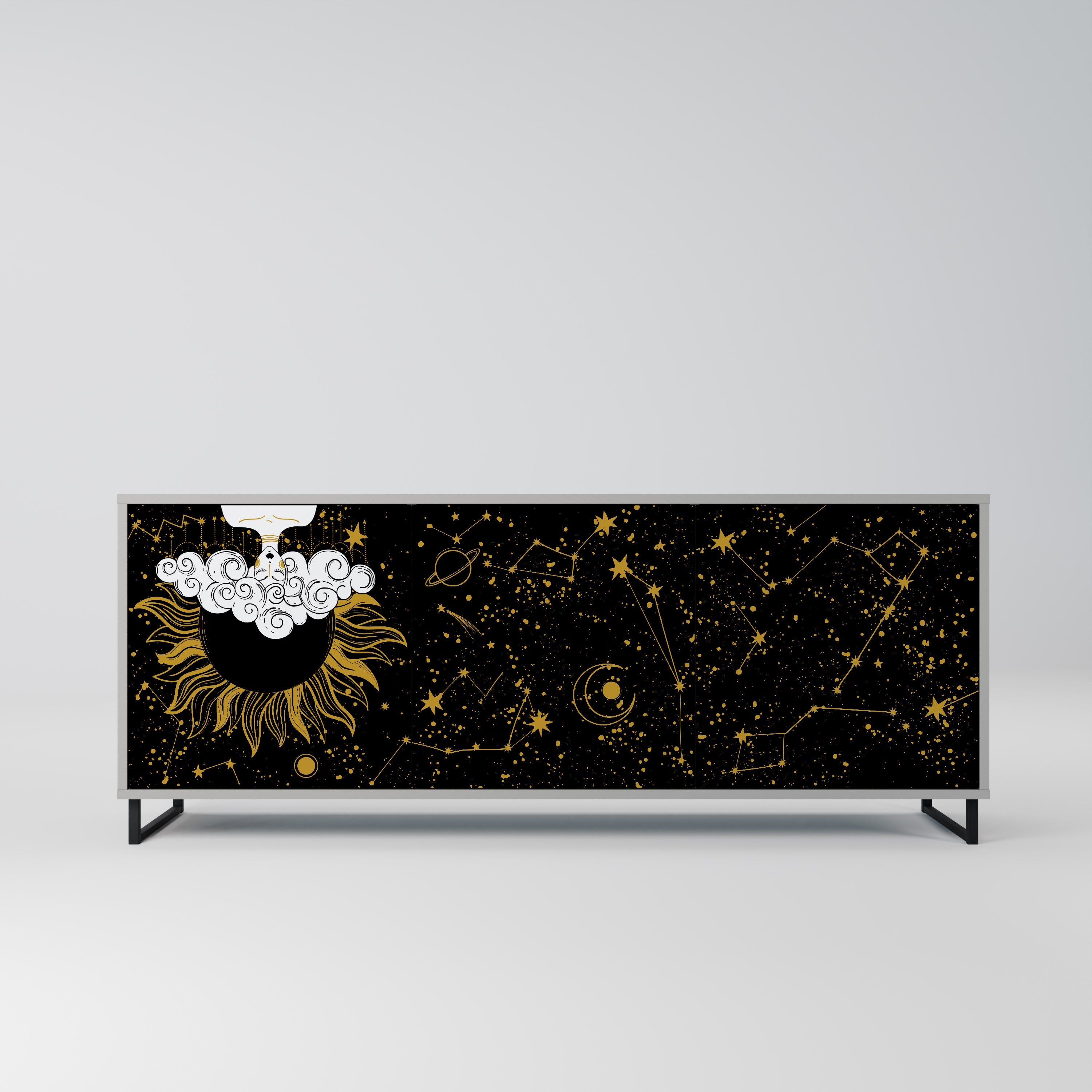 STELLAR CONSTELLATIONS 3-Door Sideboard in Grey Finish