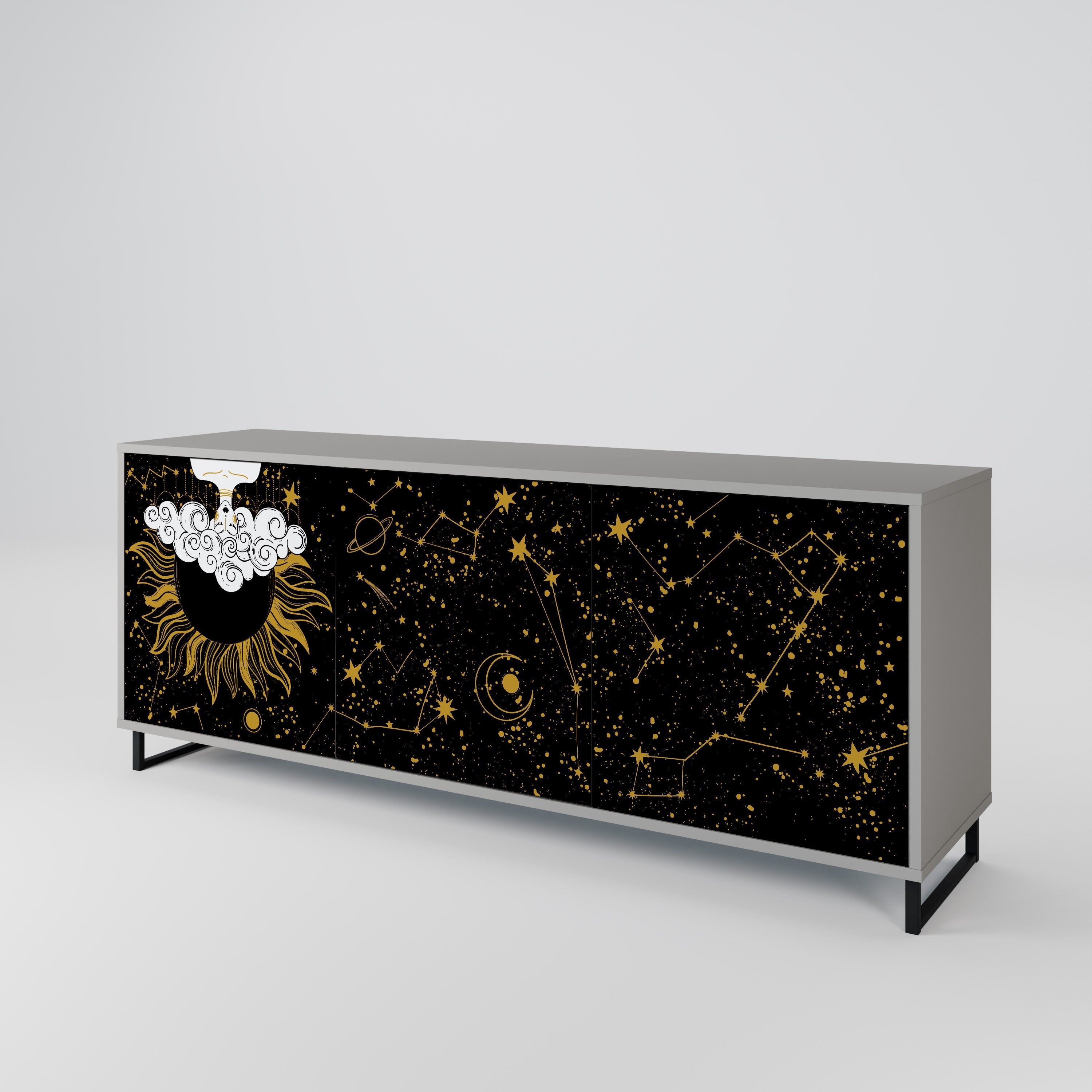 STELLAR CONSTELLATIONS 3-Door Sideboard in Grey Finish