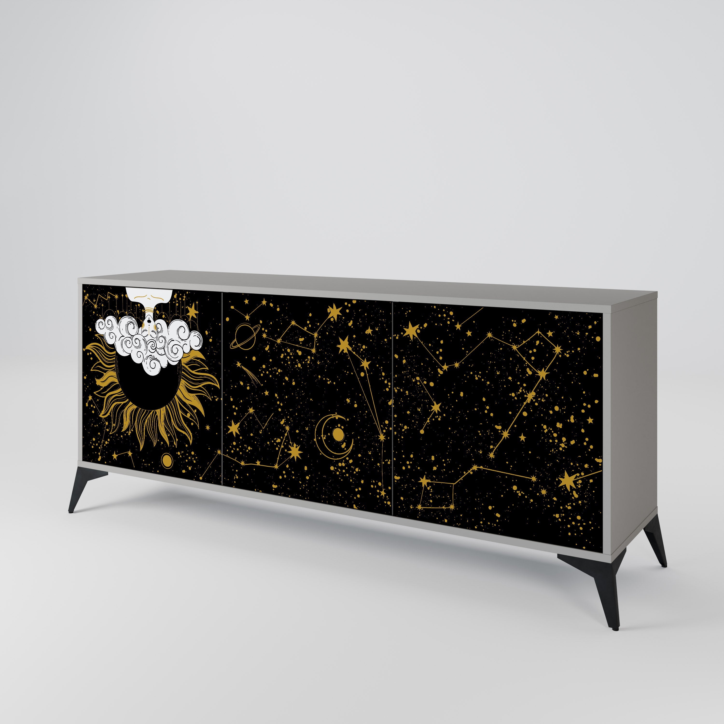 STELLAR CONSTELLATIONS 3-Door Sideboard in Grey Finish