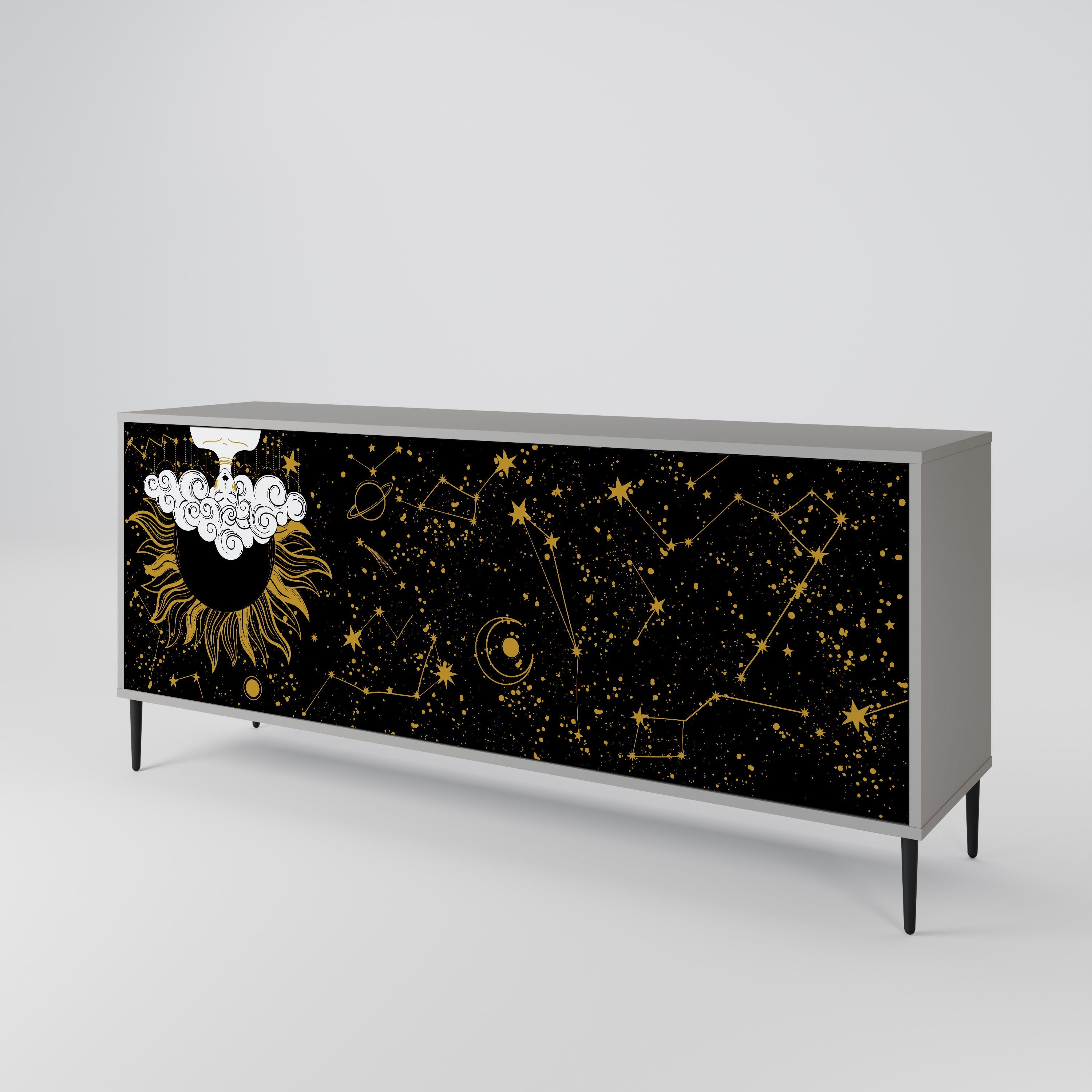 STELLAR CONSTELLATIONS 3-Door Sideboard in Grey Finish