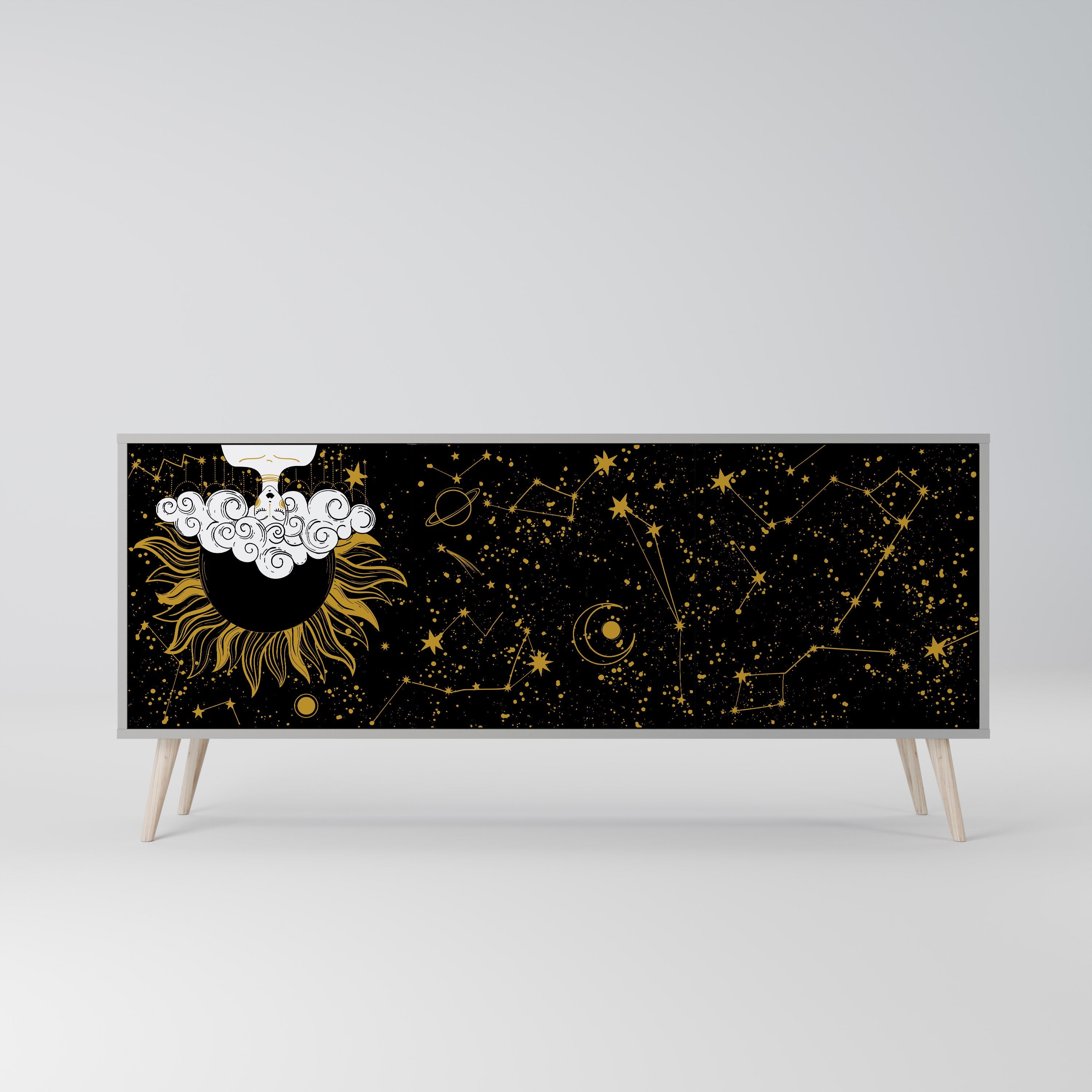 STELLAR CONSTELLATIONS 3-Door Sideboard in Grey Finish