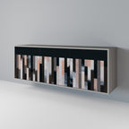 COLLAGE OF RECTANGLES 3-Door Sideboard in Grey Finish