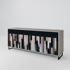 COLLAGE OF RECTANGLES 3-Door Sideboard in Grey Finish