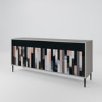 COLLAGE OF RECTANGLES 3-Door Sideboard in Grey Finish