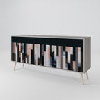COLLAGE OF RECTANGLES 3-Door Sideboard in Grey Finish