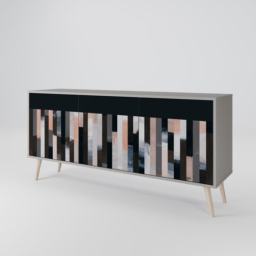 COLLAGE OF RECTANGLES 3-Door Sideboard in Grey Finish