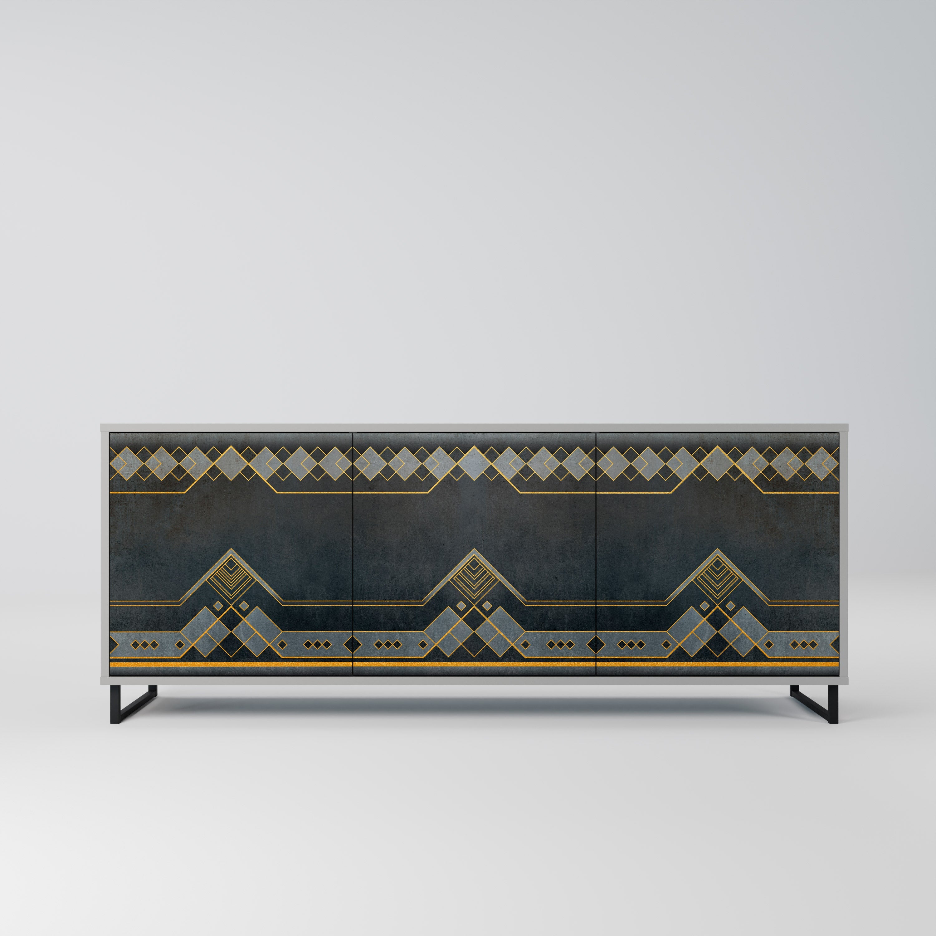 ROYAL ORDINARINESS 3-Door Sideboard in Grey Finish