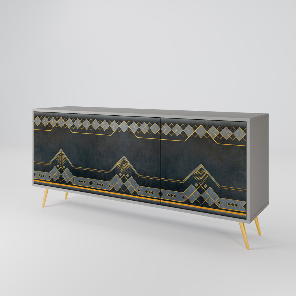 ROYAL ORDINARINESS 3-Door Sideboard in Grey Finish