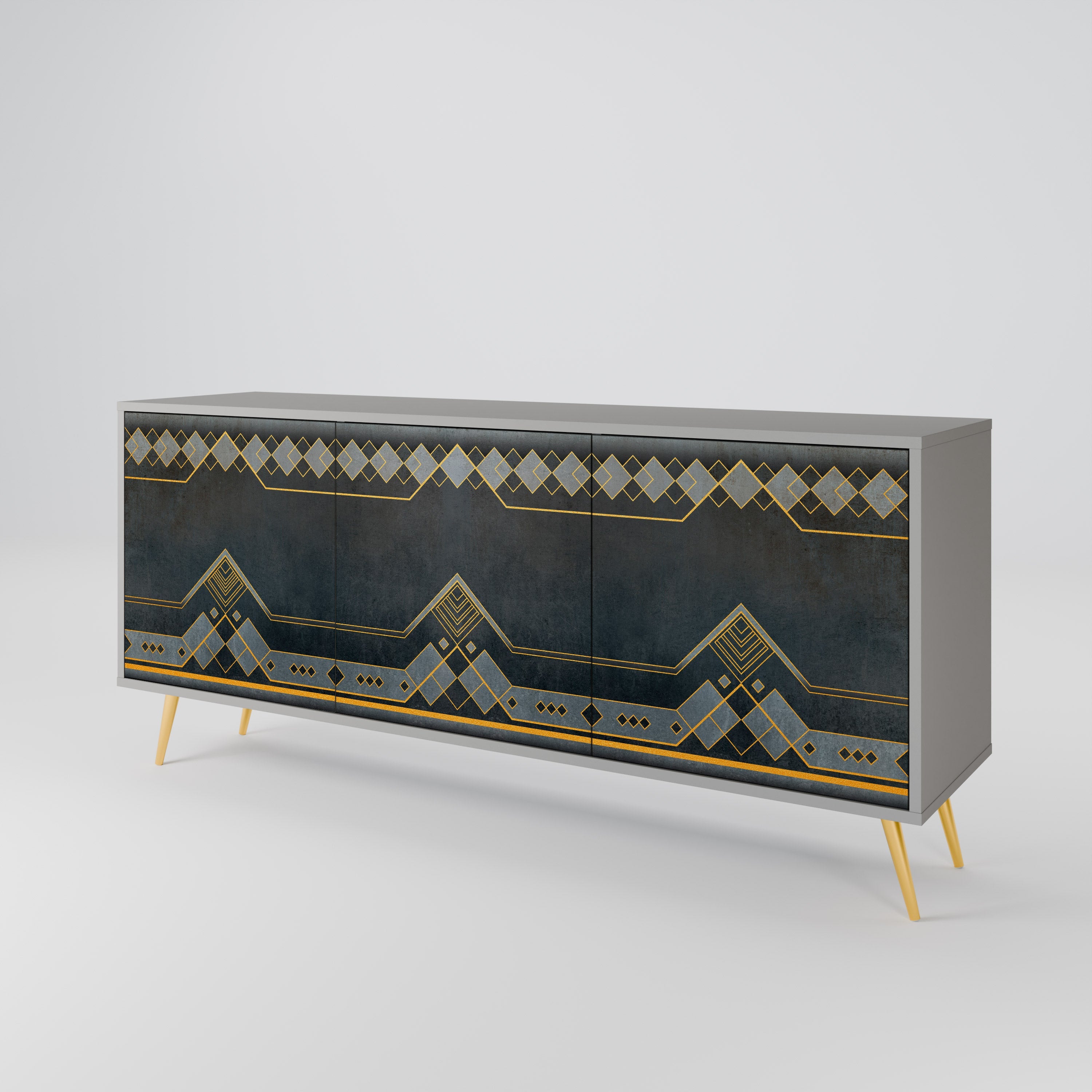 ROYAL ORDINARINESS 3-Door Sideboard in Grey Finish