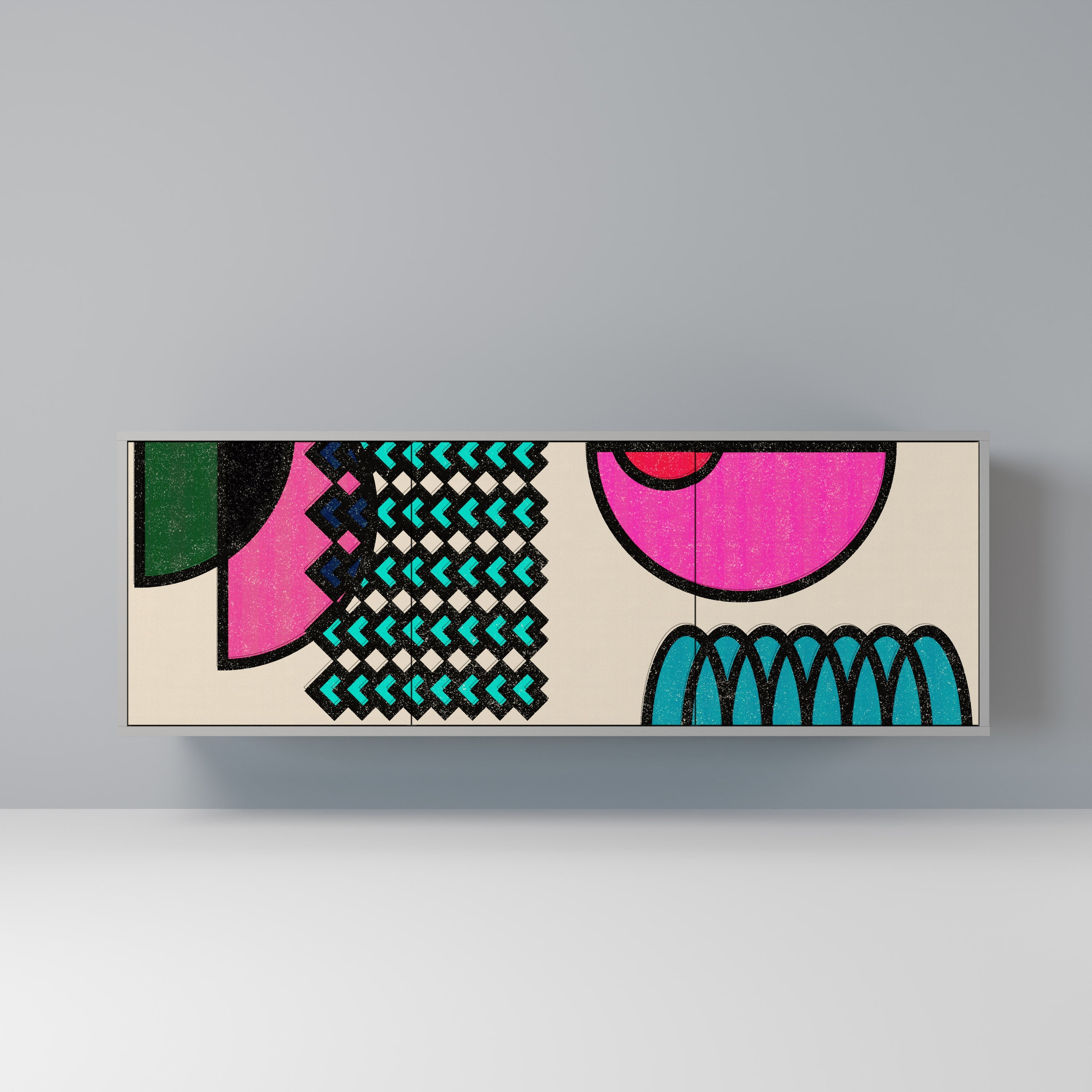 GEOMETRIC RHAPSODY 3-Door Sideboard in Grey Finish