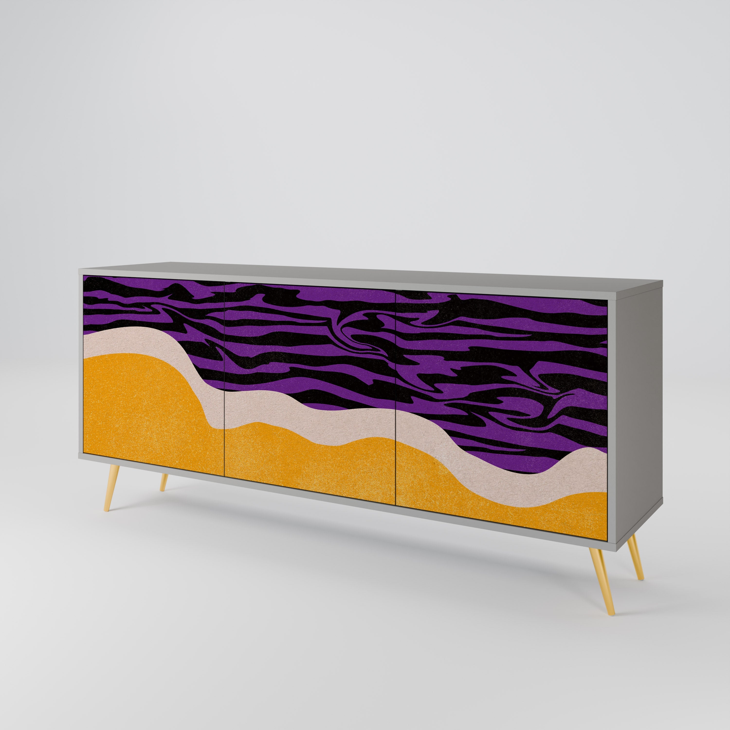 INDEPENDENT BORDER 3-Door Sideboard in Grey Finish