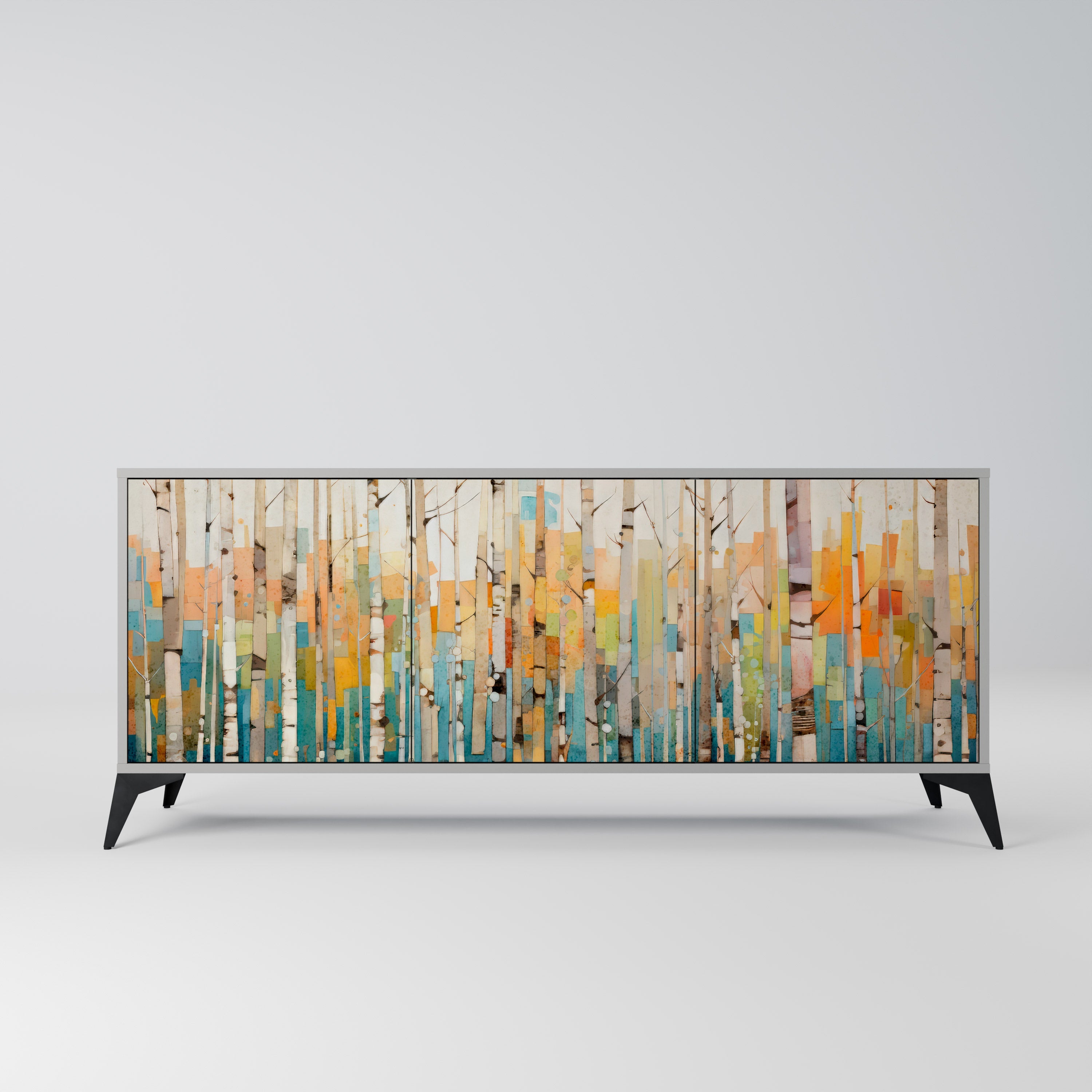 BIRCH KALEIDOSCOPE 3-Door Sideboard in Grey Finish