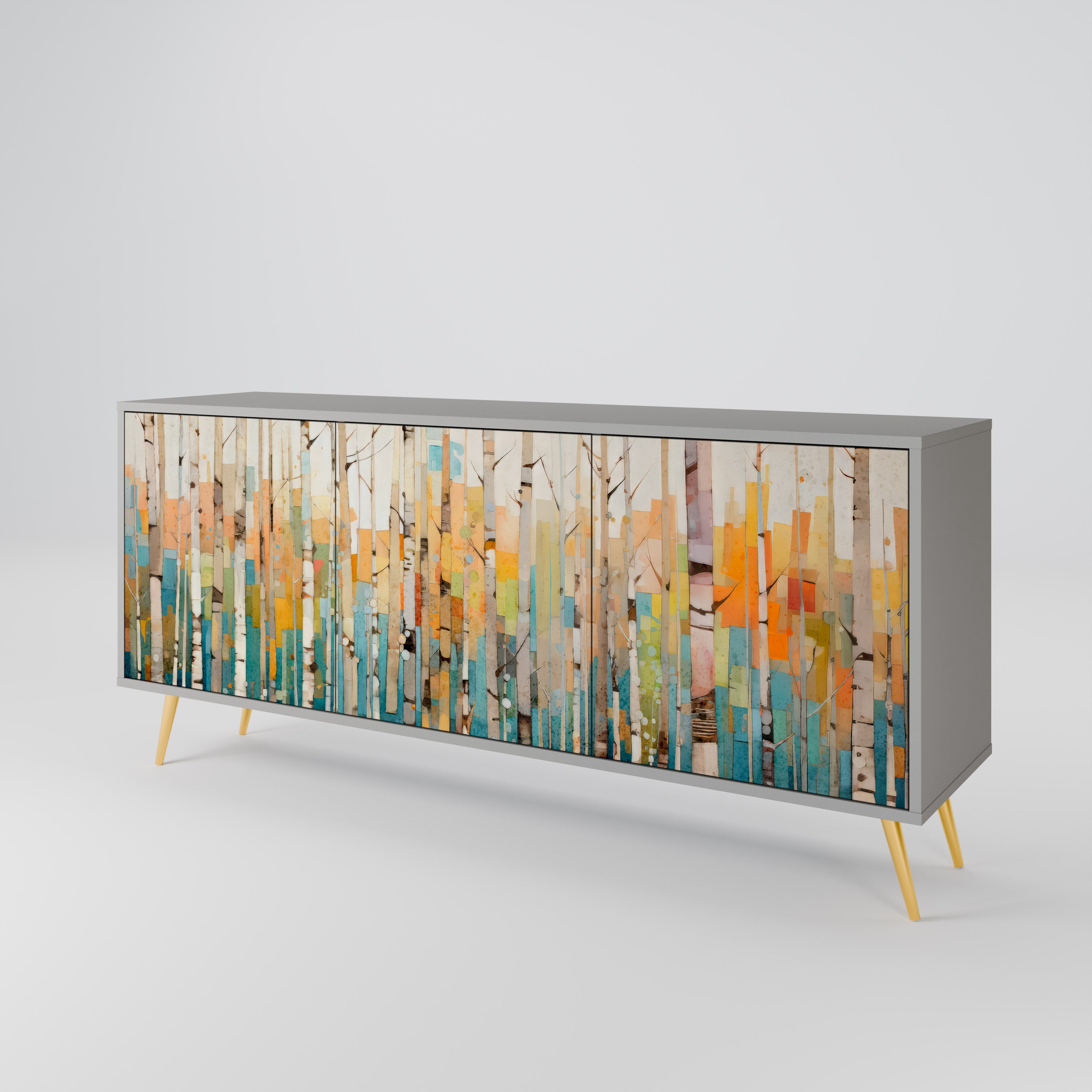 BIRCH KALEIDOSCOPE 3-Door Sideboard in Grey Finish