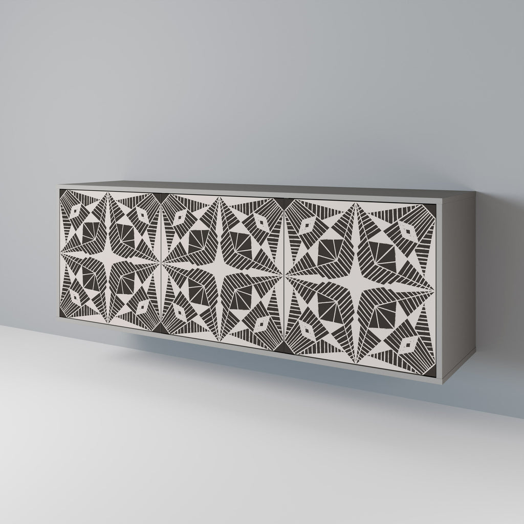 MONOCHROME NEXUS 3-Door Sideboard in Grey Finish