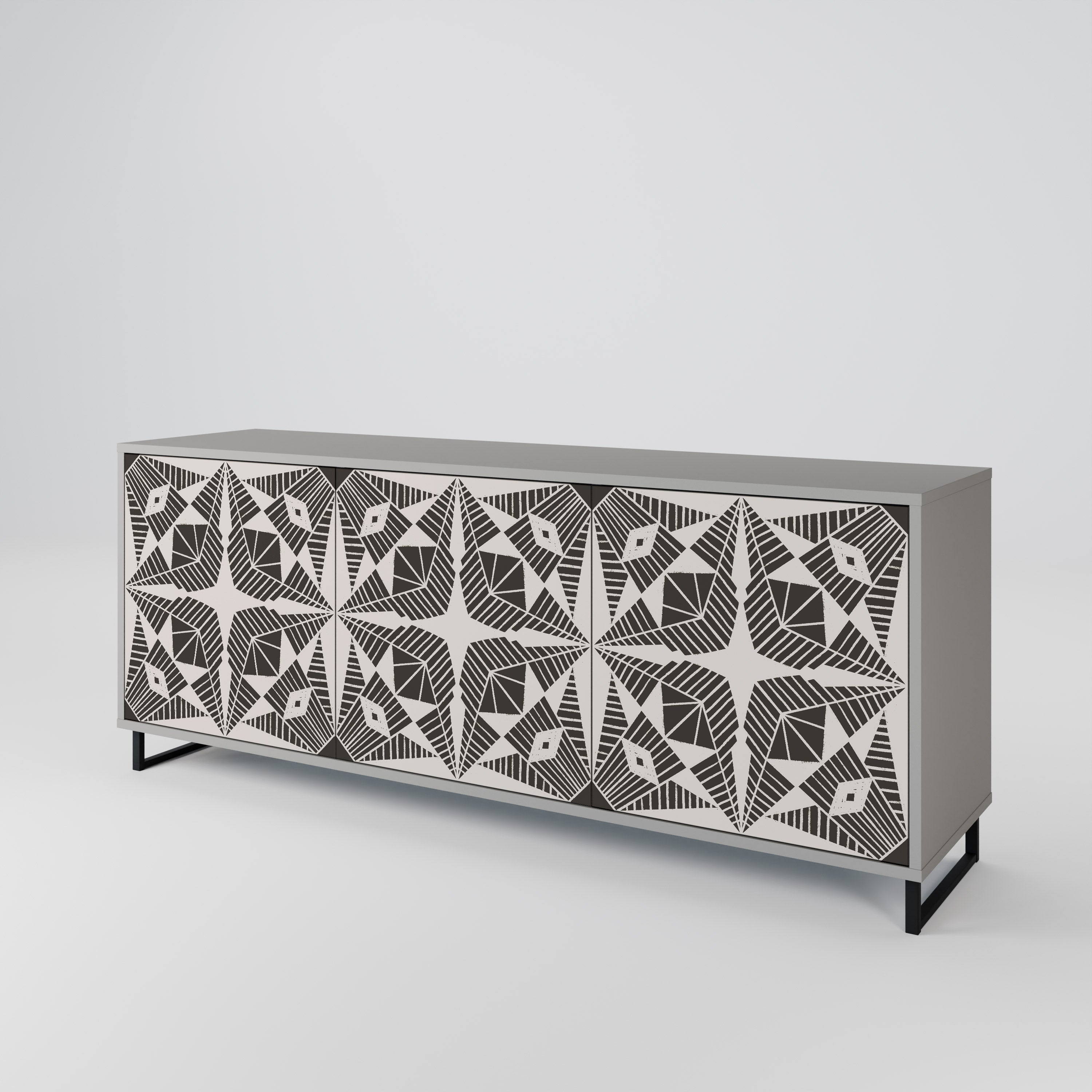 MONOCHROME NEXUS 3-Door Sideboard in Grey Finish