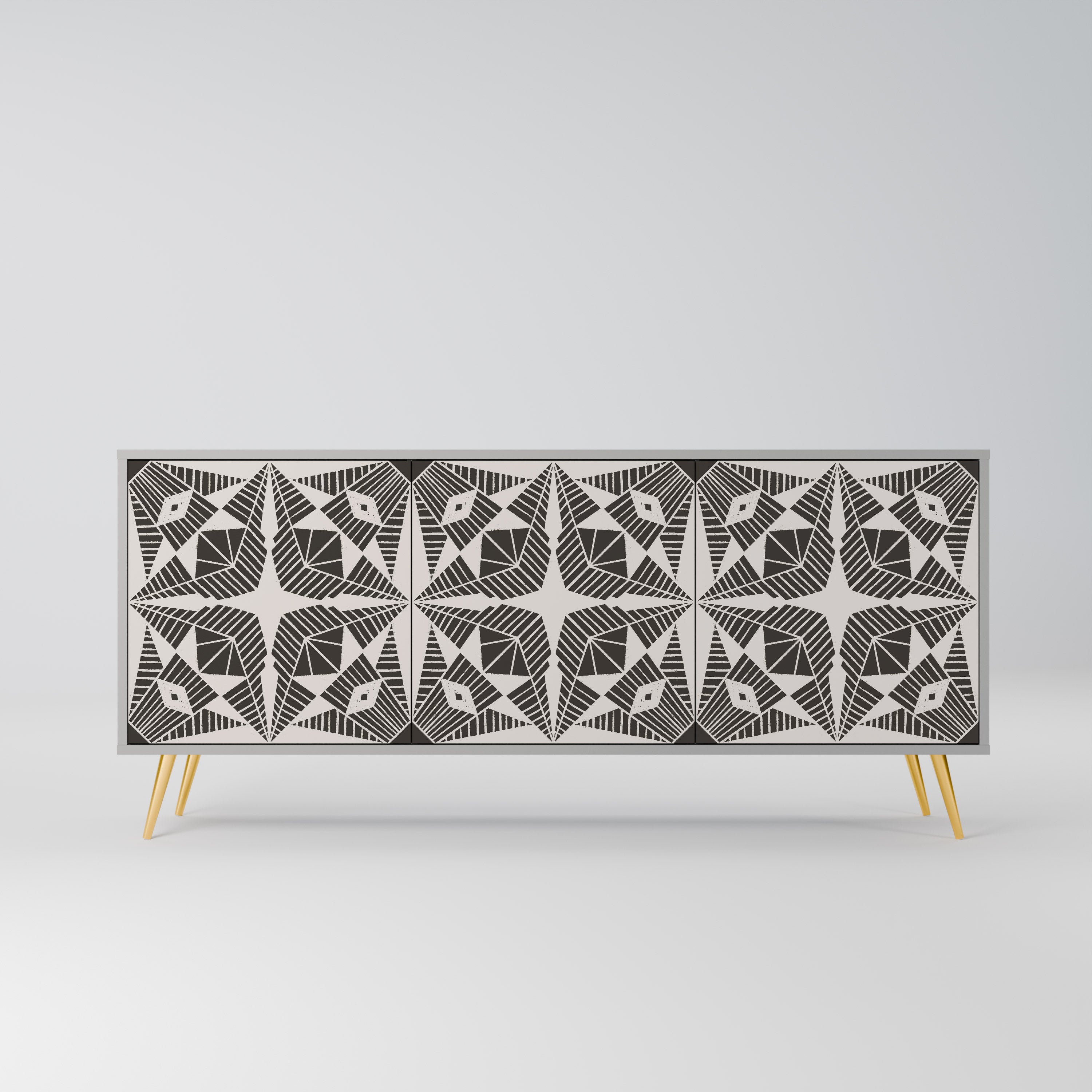 MONOCHROME NEXUS 3-Door Sideboard in Grey Finish