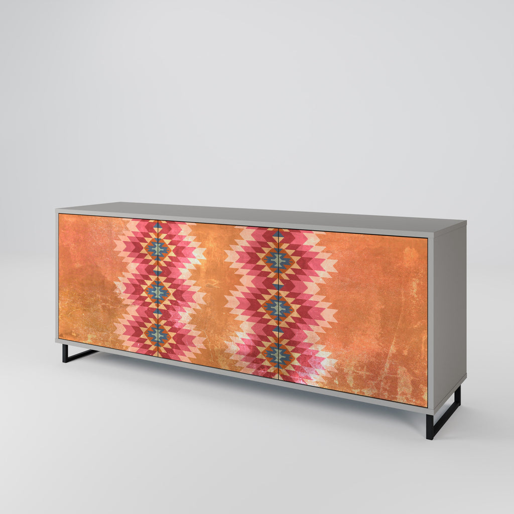 INDIAN FOLK 3-Door Sideboard in Grey Finish