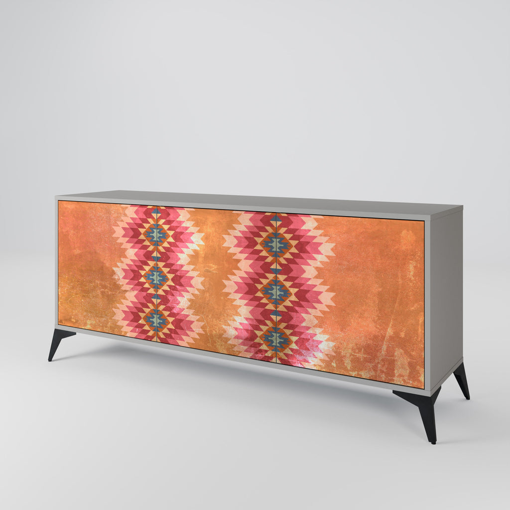 INDIAN FOLK 3-Door Sideboard in Grey Finish