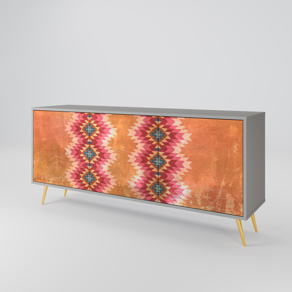INDIAN FOLK 3-Door Sideboard in Grey Finish