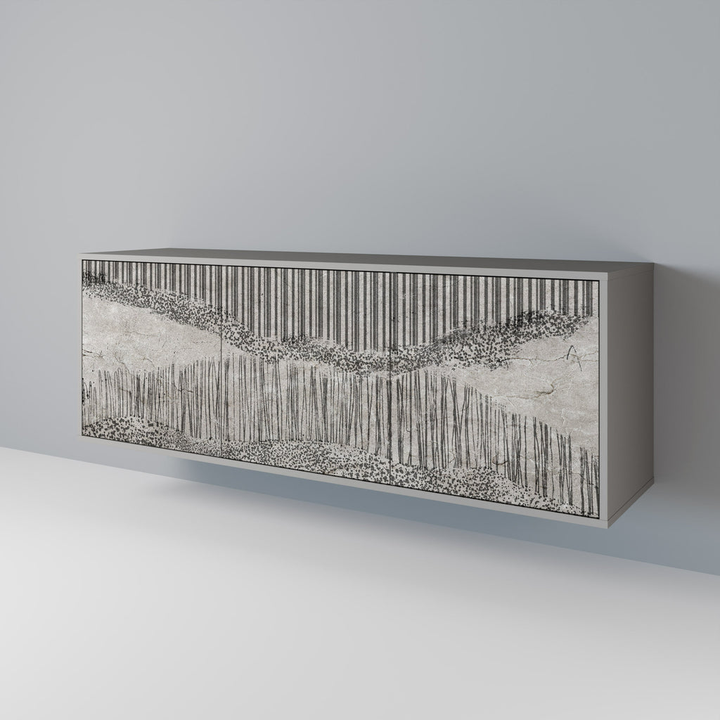 GRAIN LINES 3-Door Sideboard in Grey Finish