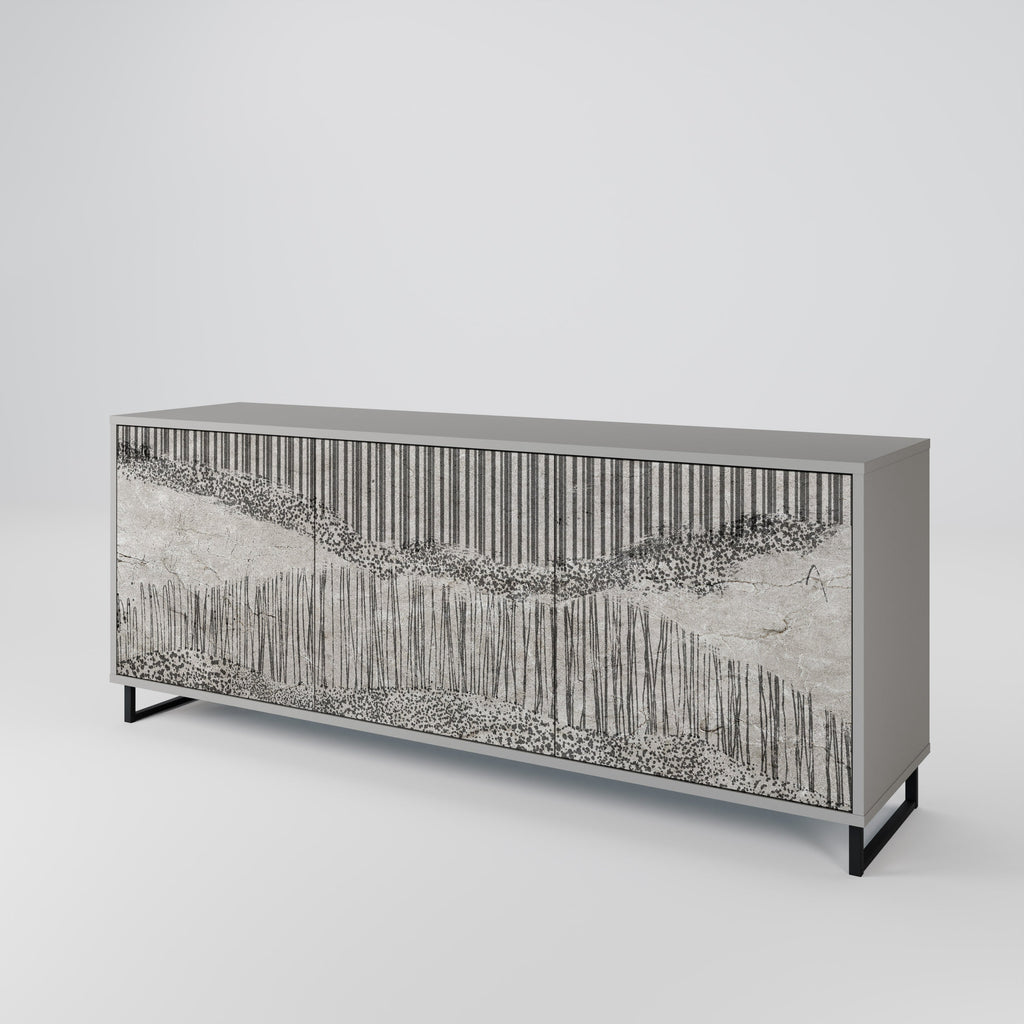 GRAIN LINES 3-Door Sideboard in Grey Finish