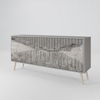 GRAIN LINES 3-Door Sideboard in Grey Finish