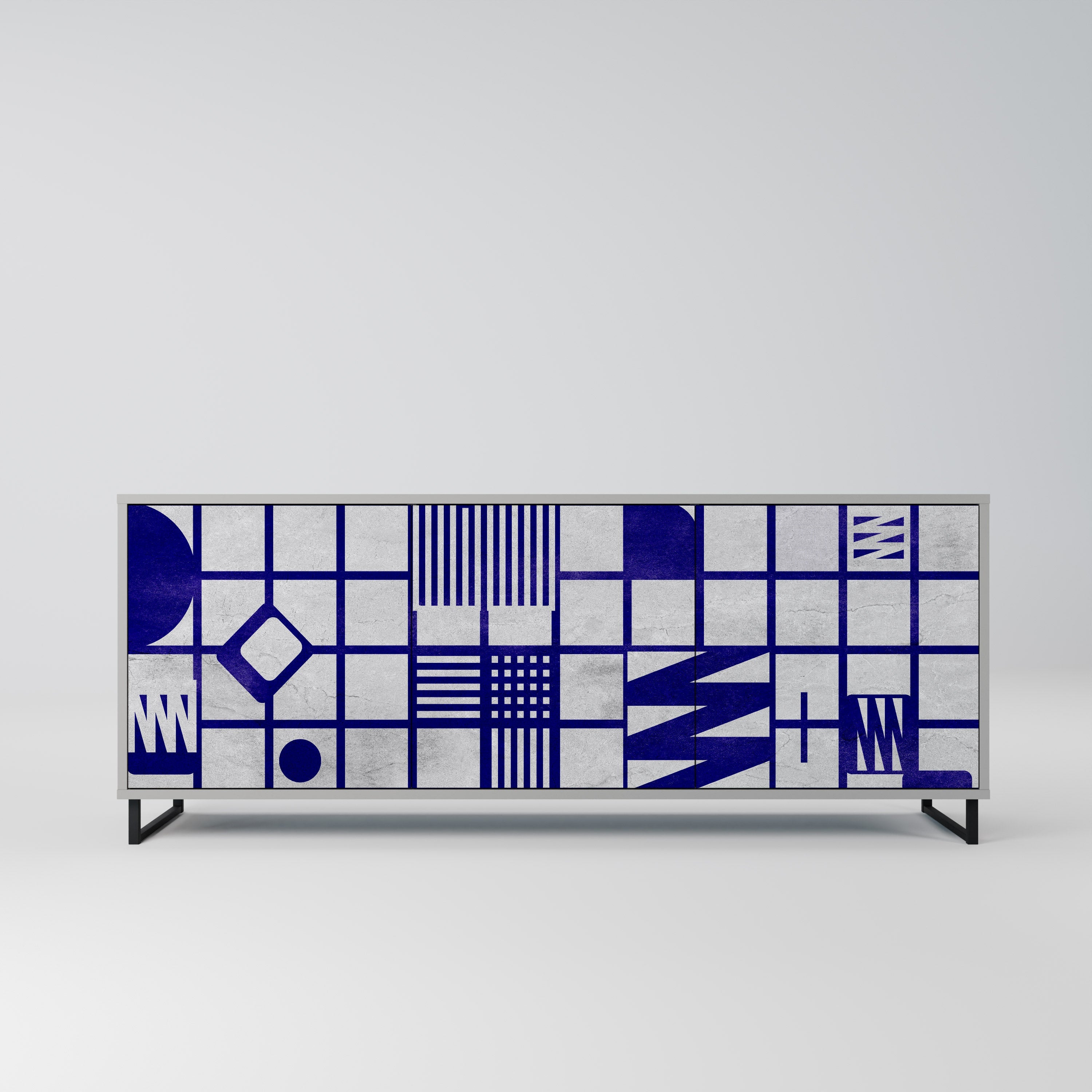 THE RIGHT PLACES 3-Door Sideboard in Grey Finish