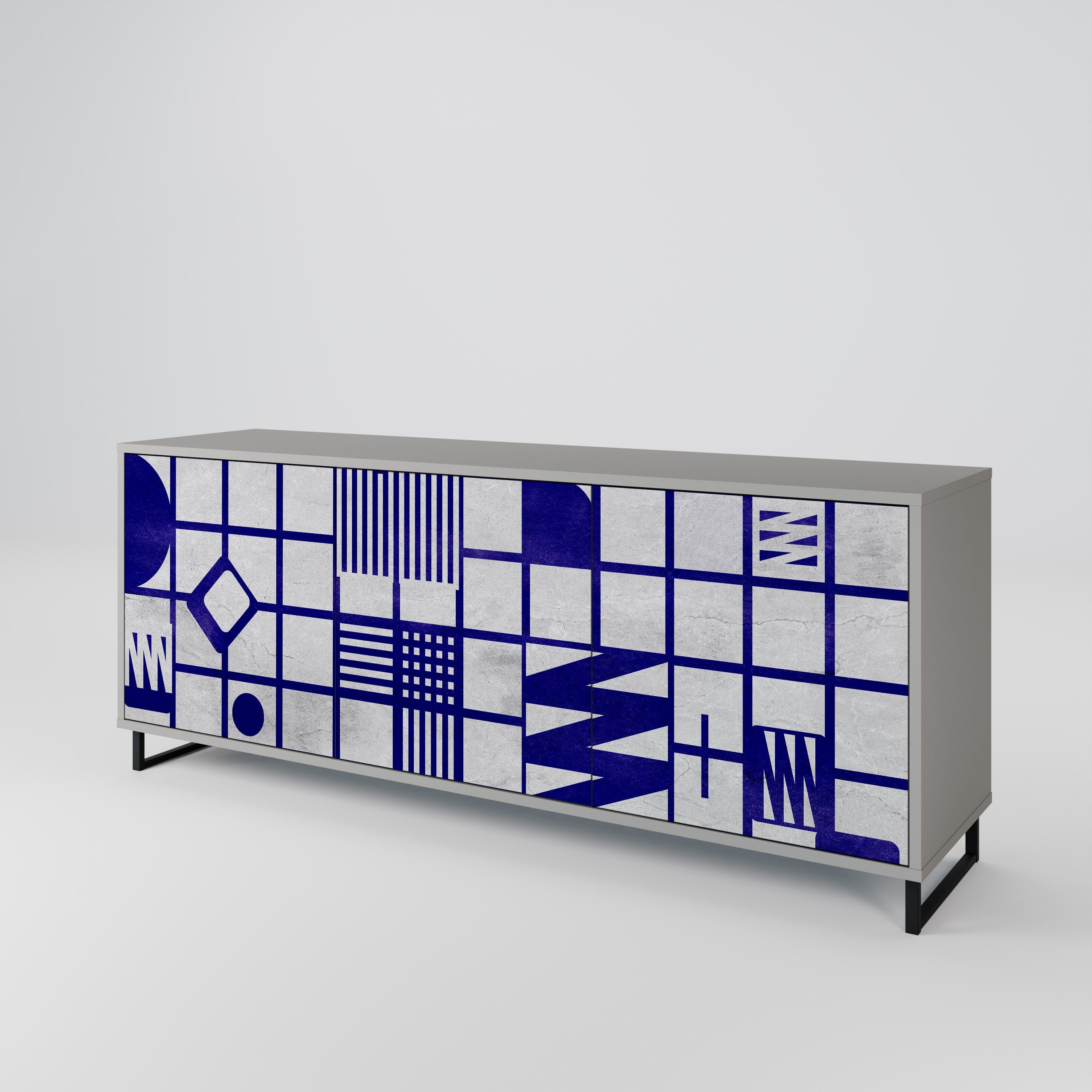 THE RIGHT PLACES 3-Door Sideboard in Grey Finish