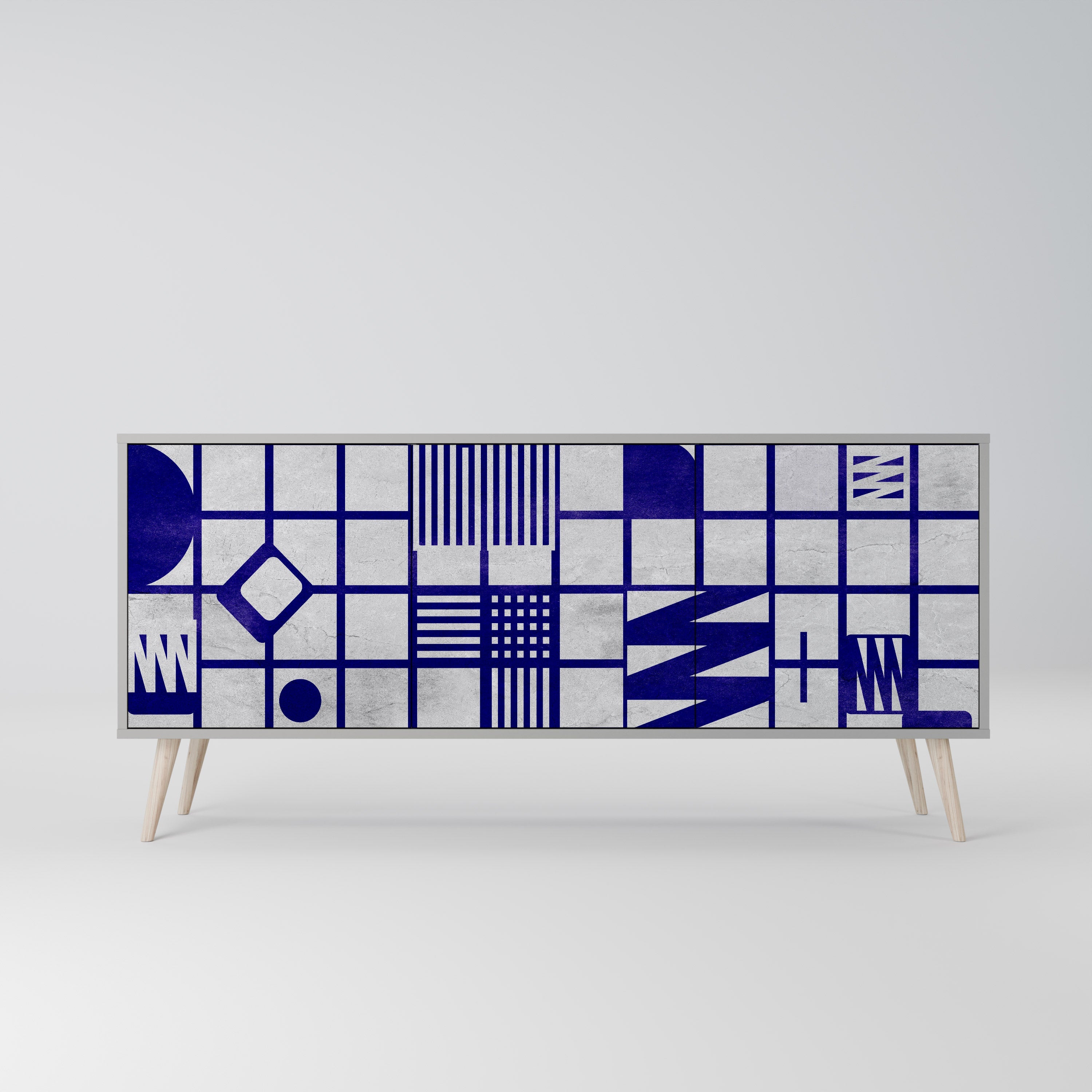 THE RIGHT PLACES 3-Door Sideboard in Grey Finish