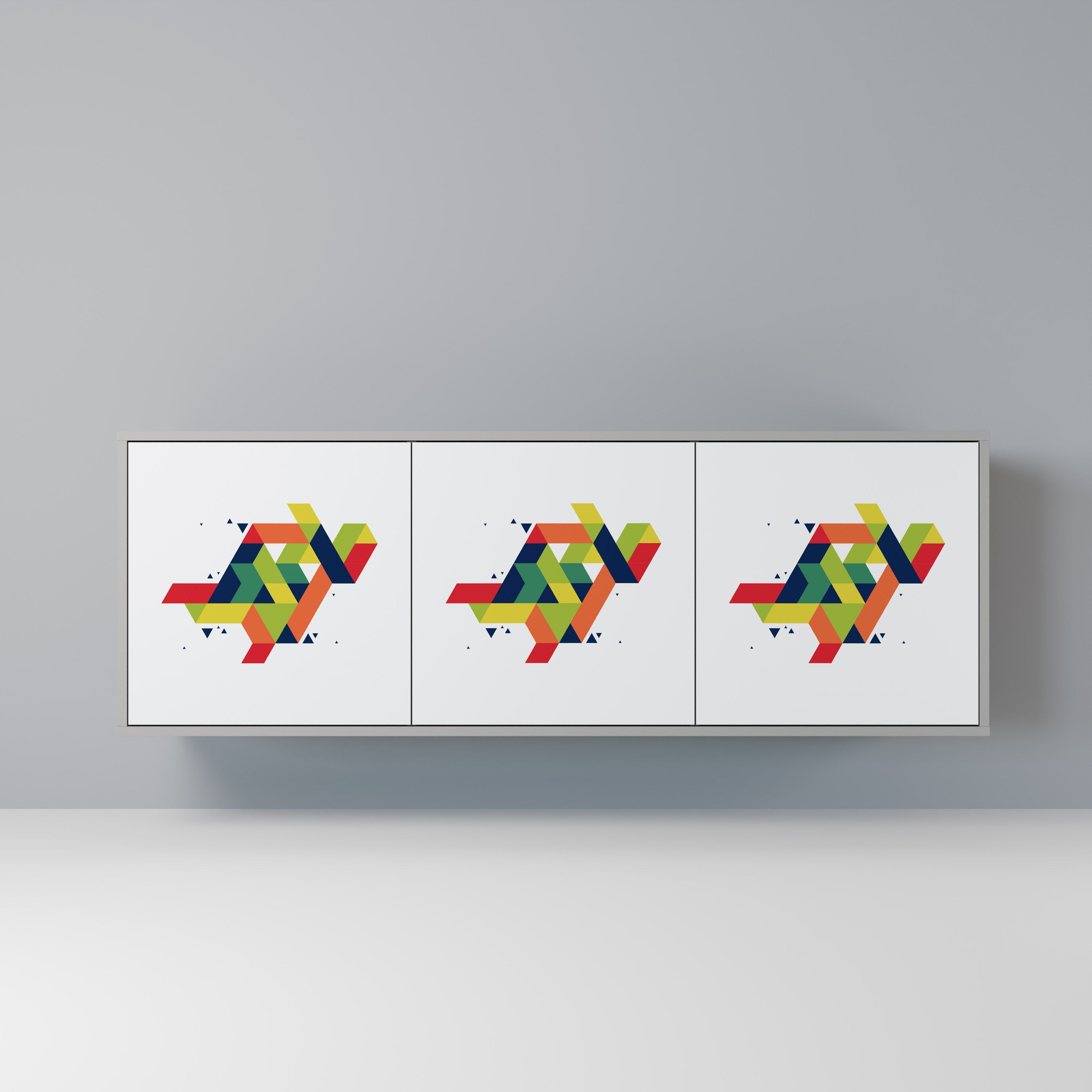 FUTURE SIGN 3-Door Sideboard in Grey Finish